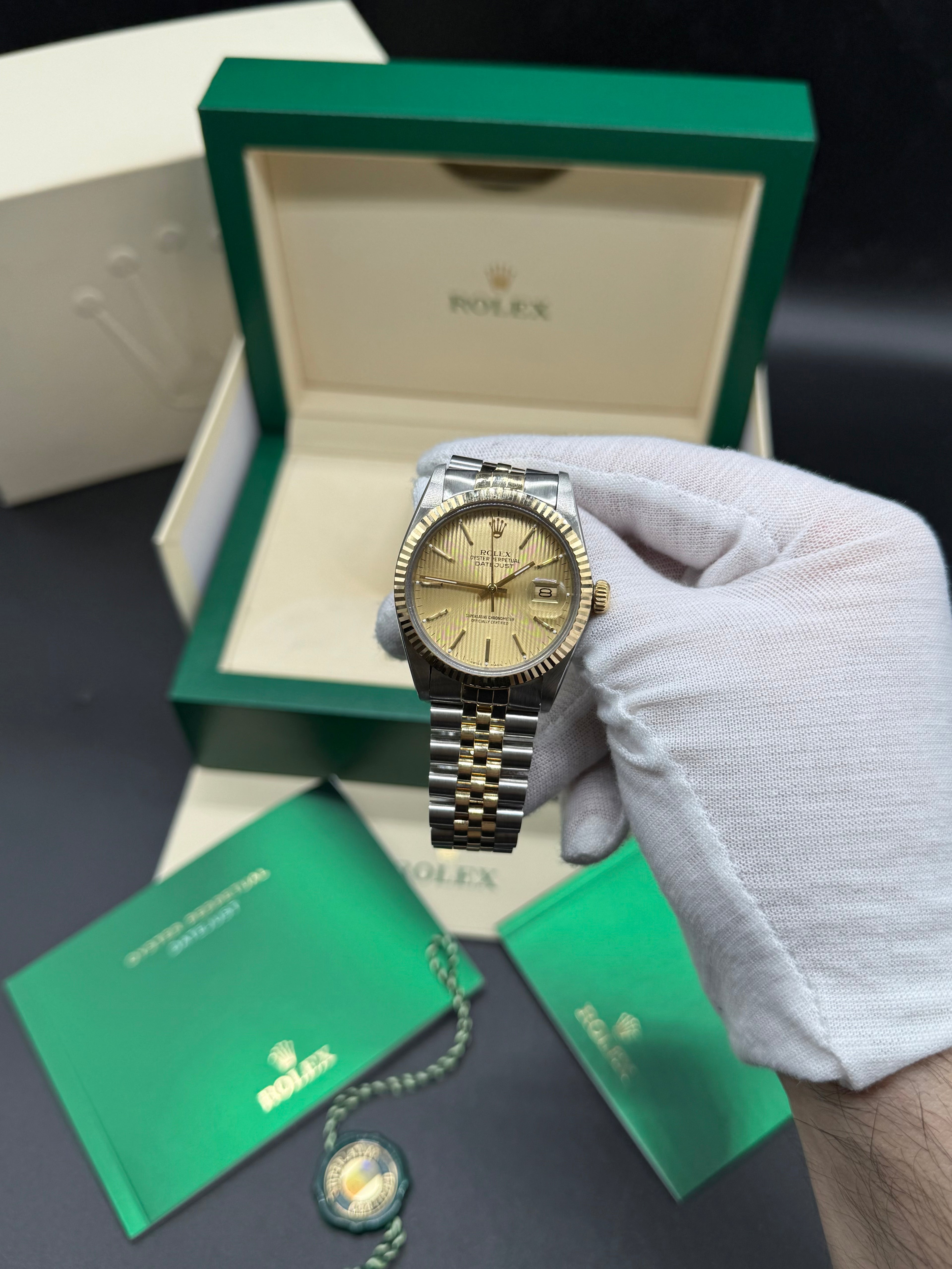 Rolex Datejust 36mm Two-Tone Stainless Steel & 18K Yellow Gold Tapestry Champagne Dial