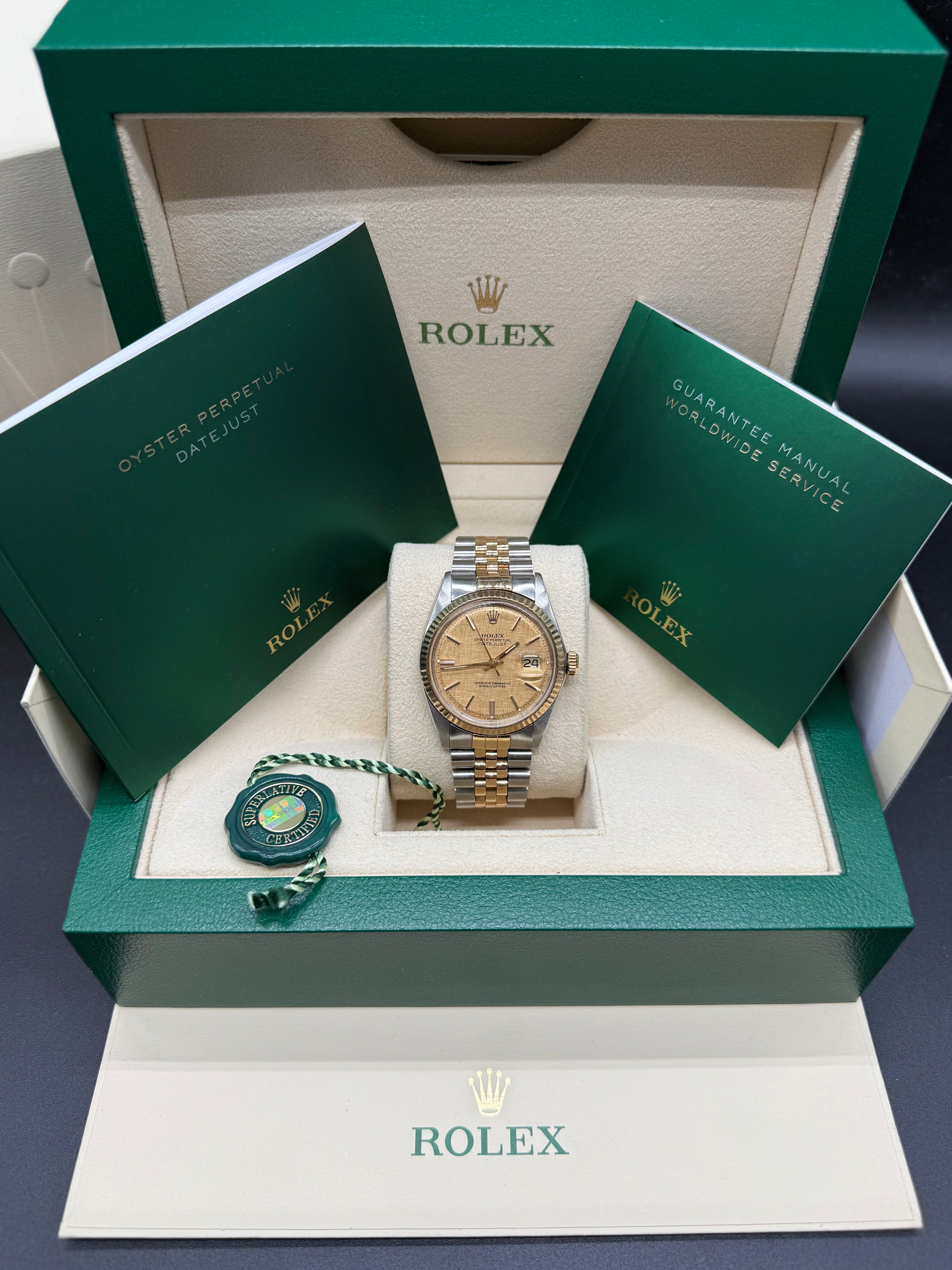 Rolex Datejust 36mm Two-Tone Stainless Steel & 18K Yellow Gold Champagne Linen Dial
