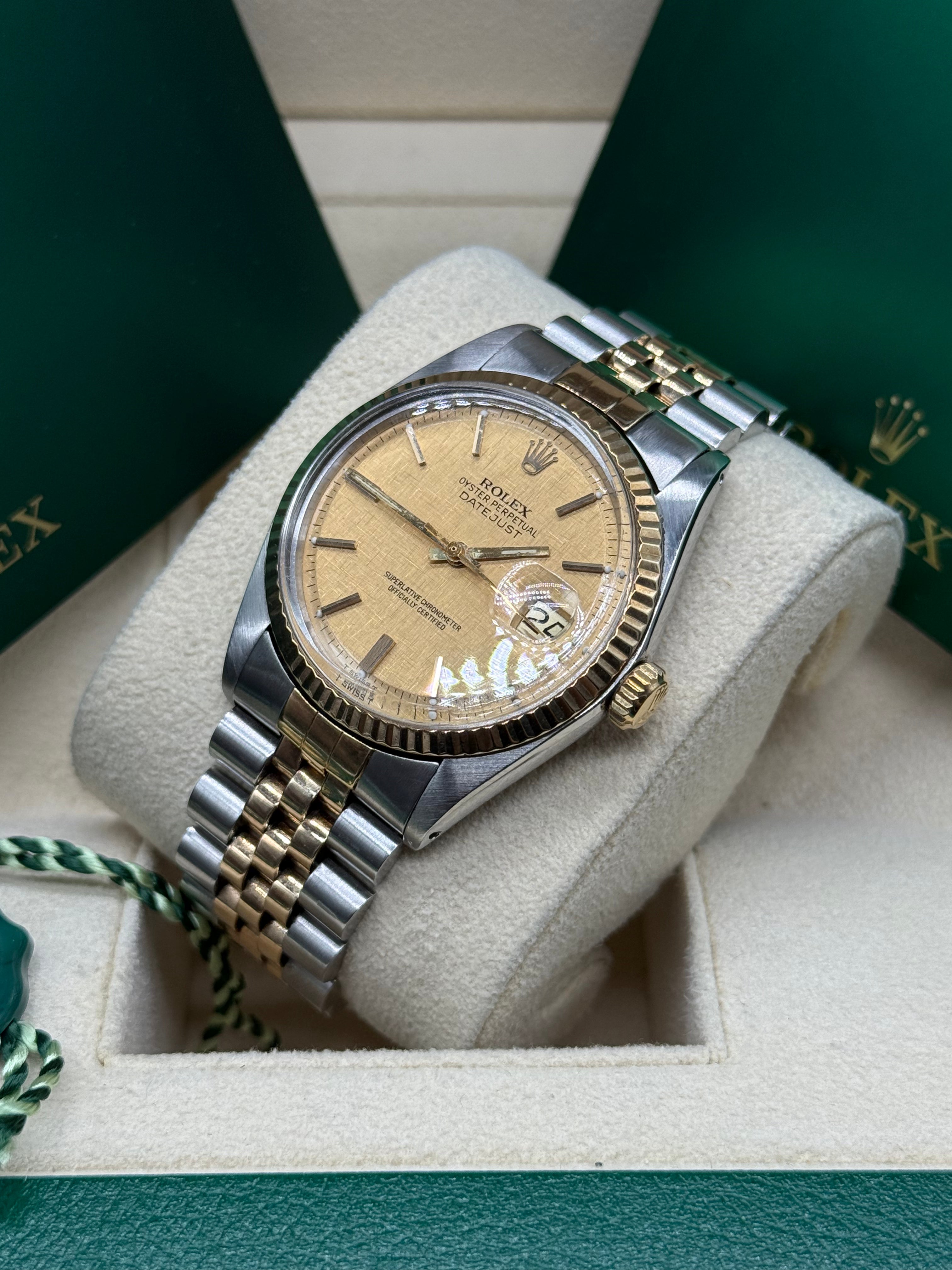Rolex Datejust 36mm Two-Tone Stainless Steel & 18K Yellow Gold Champagne Linen Dial