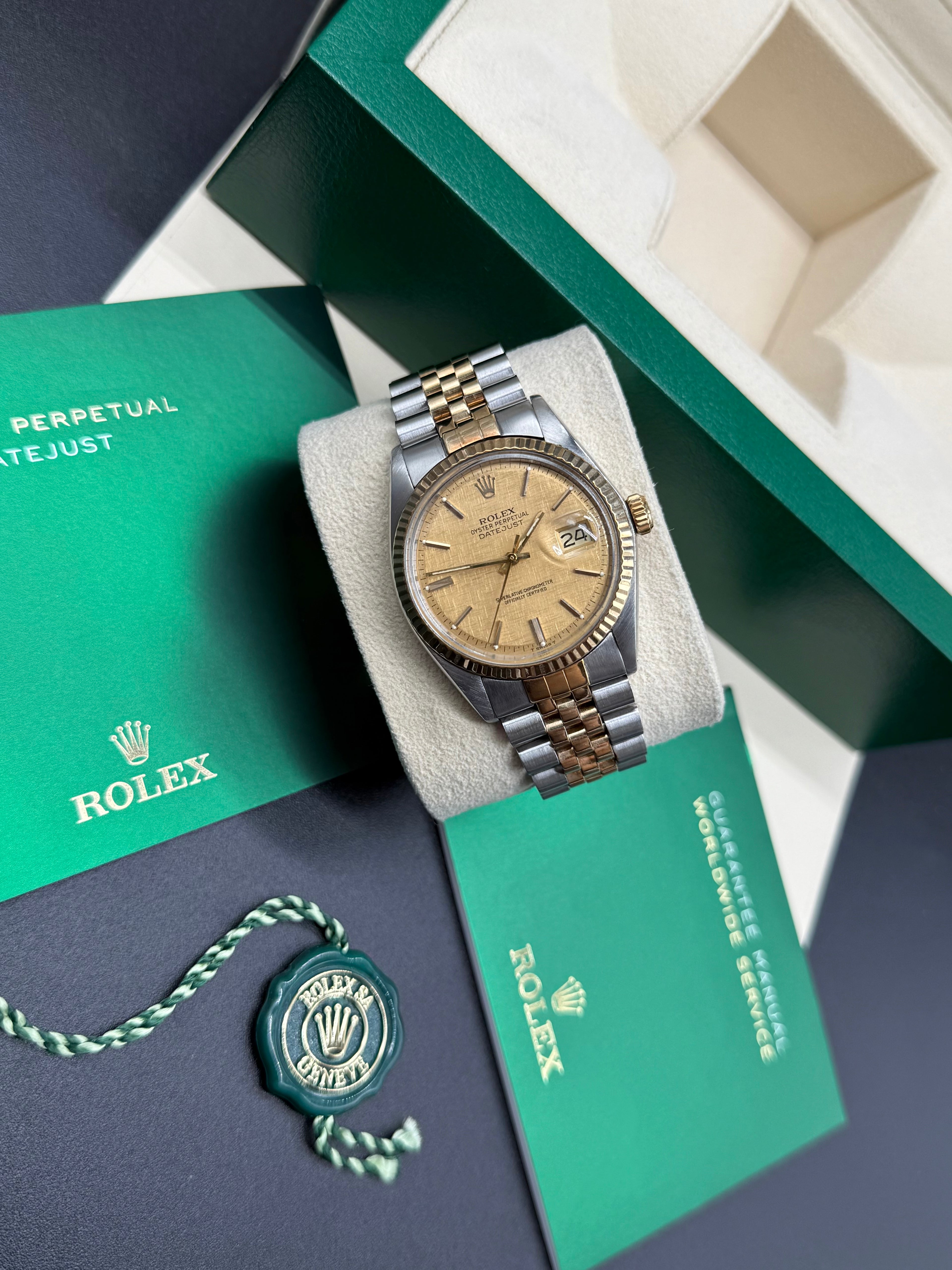 Rolex Datejust 36mm Two-Tone Stainless Steel & 18K Yellow Gold Champagne Linen Dial