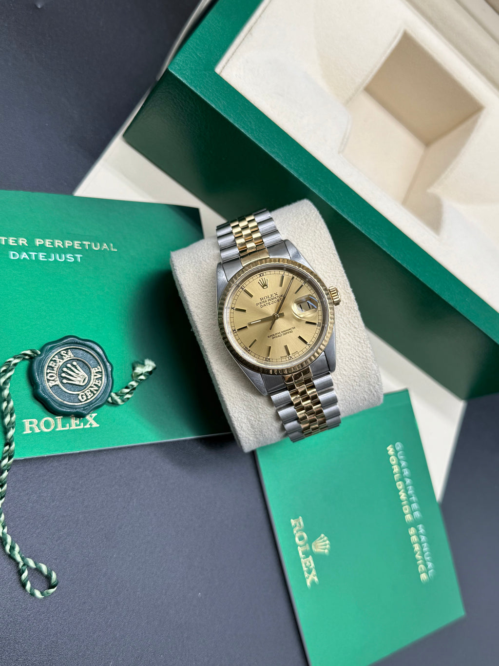 Rolex Datejust 36mm Two-Tone Steel & 18K Gold Champagne Dial Roman Bezel Jubilee Bracelet