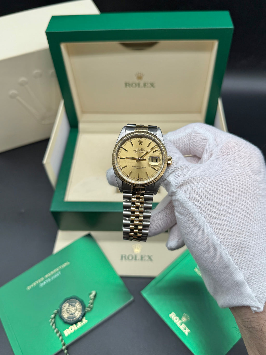 Rolex Datejust 36mm Two-Tone Steel & 18K Gold Champagne Dial Roman Bezel Jubilee Bracelet
