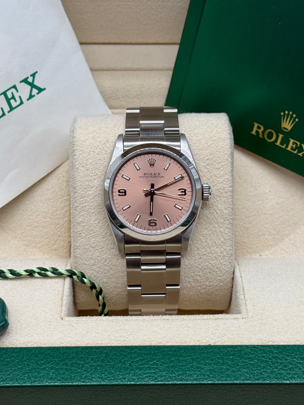 Rolex Oyster Perpetual 31mm Stainless Steel Salmon Dial Arabic & Baton Markers