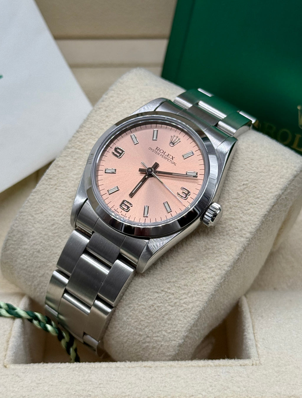 Rolex Oyster Perpetual 31mm Stainless Steel Salmon Dial Arabic & Baton Markers