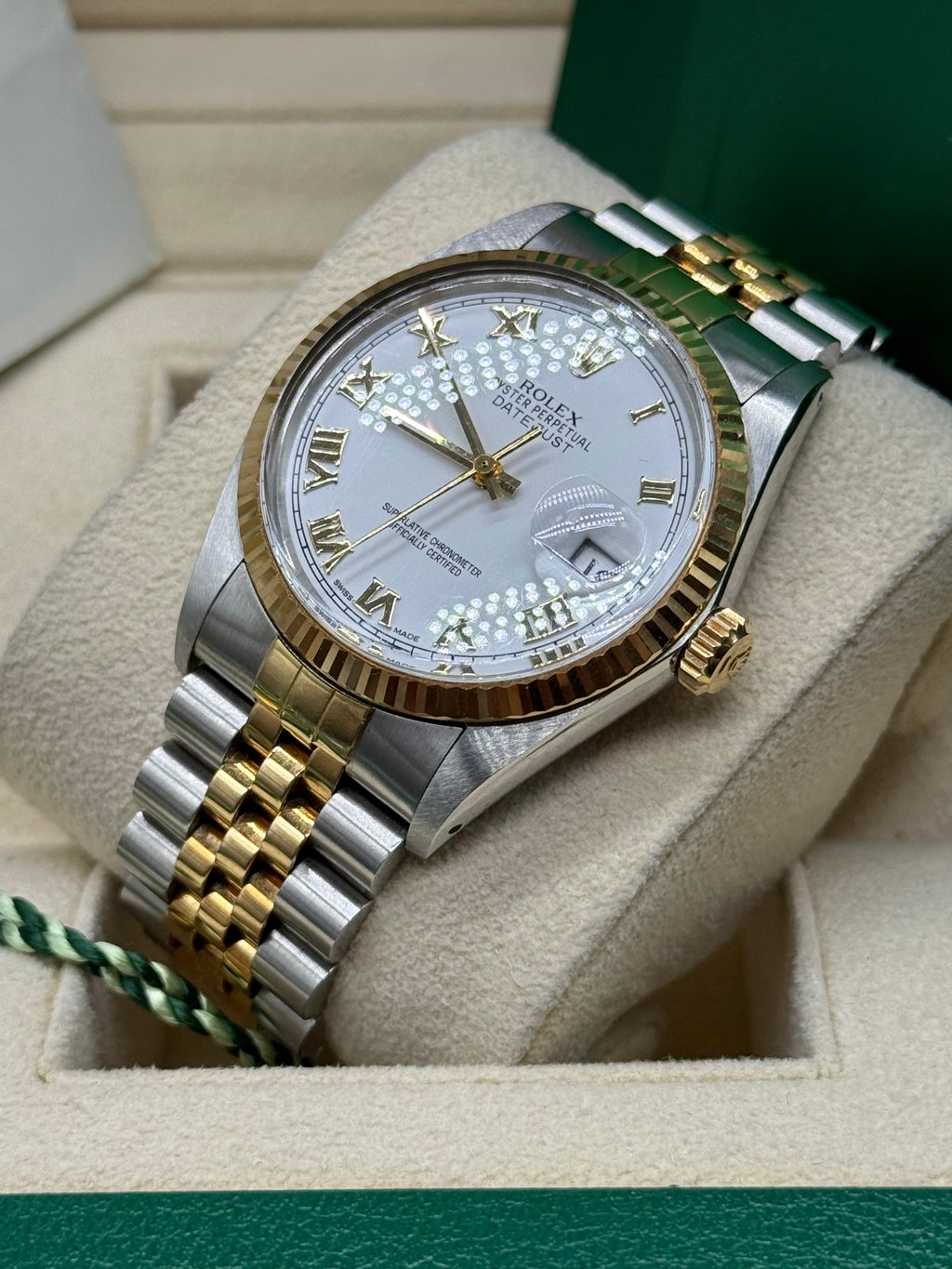 Rolex Datejust 36mm Two-Tone Stainless Steel & 18K Yellow Gold White Roman Numeral Dial Fluted Bezel Jubilee Bracelet