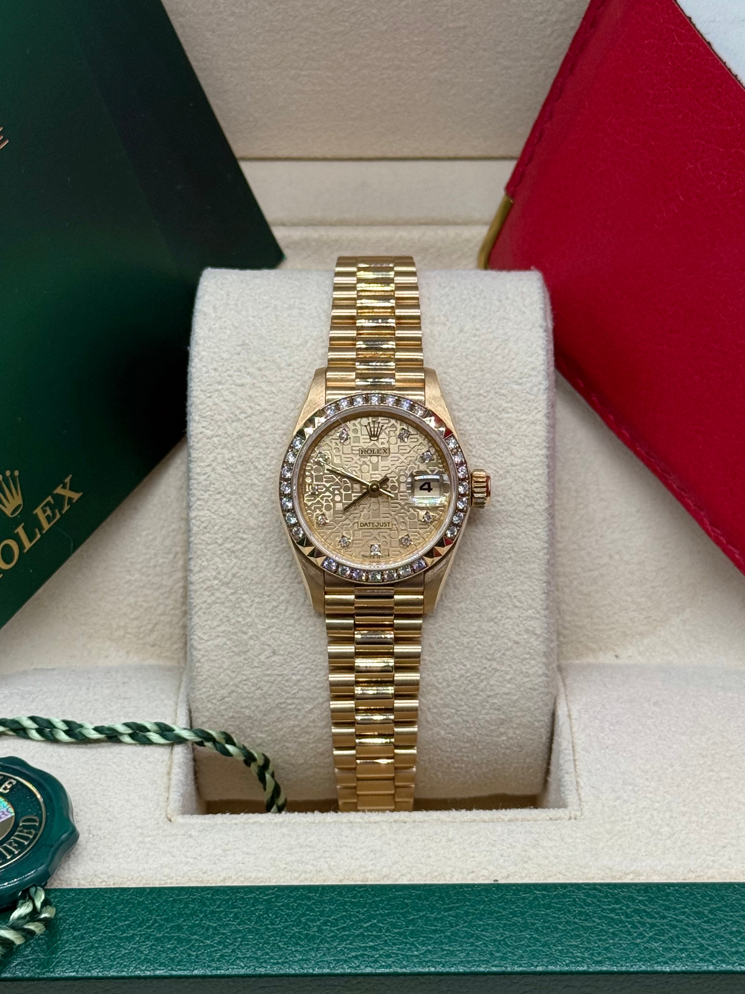 Rolex Lady-Datejust 26mm 18K Yellow Gold Champagne Jubilee Diamond Dial Diamond Bezel President Bracelet