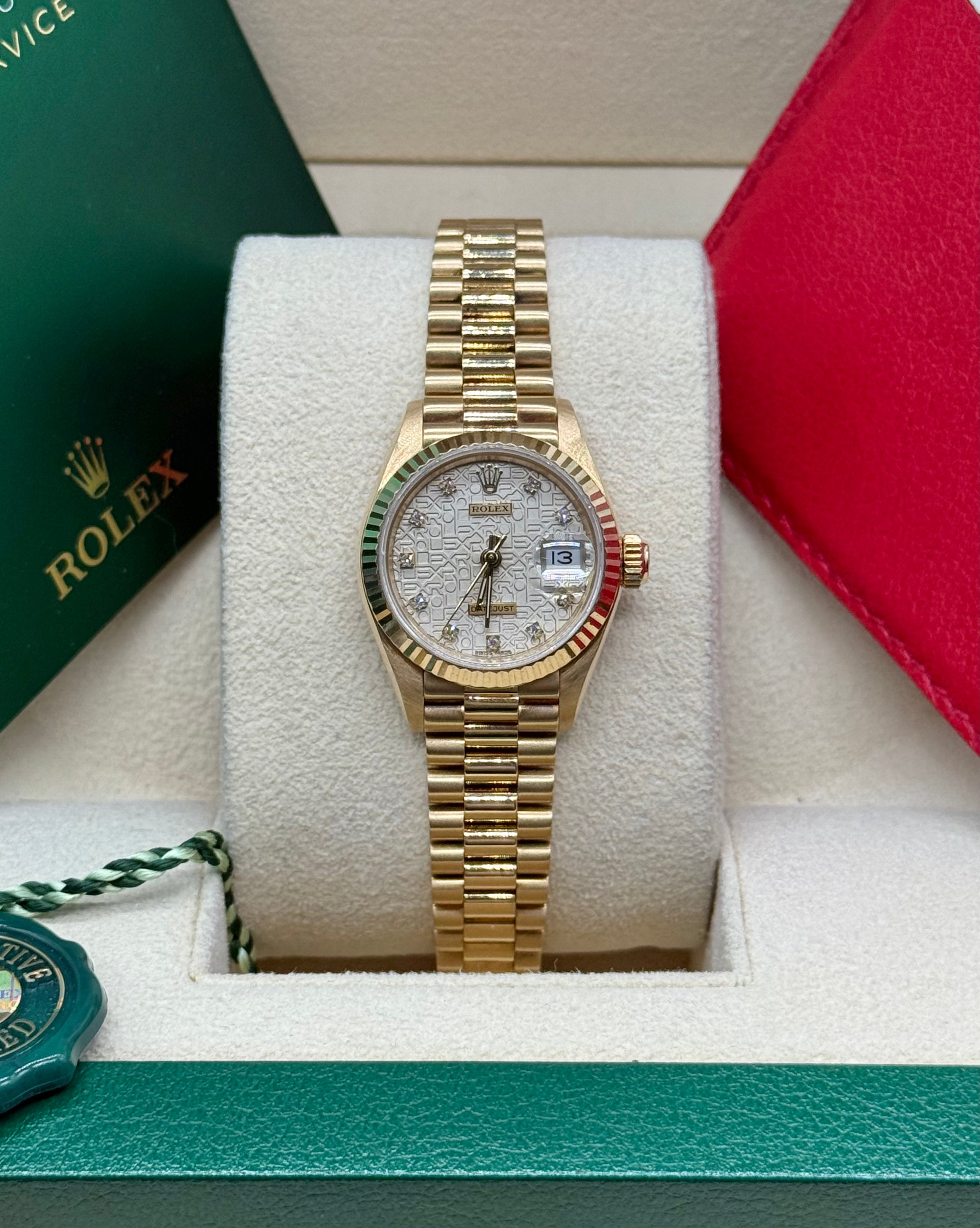 Rolex Lady-Datejust 26mm 18K Yellow Gold Ivory Jubilee Computer Diamond Dial President