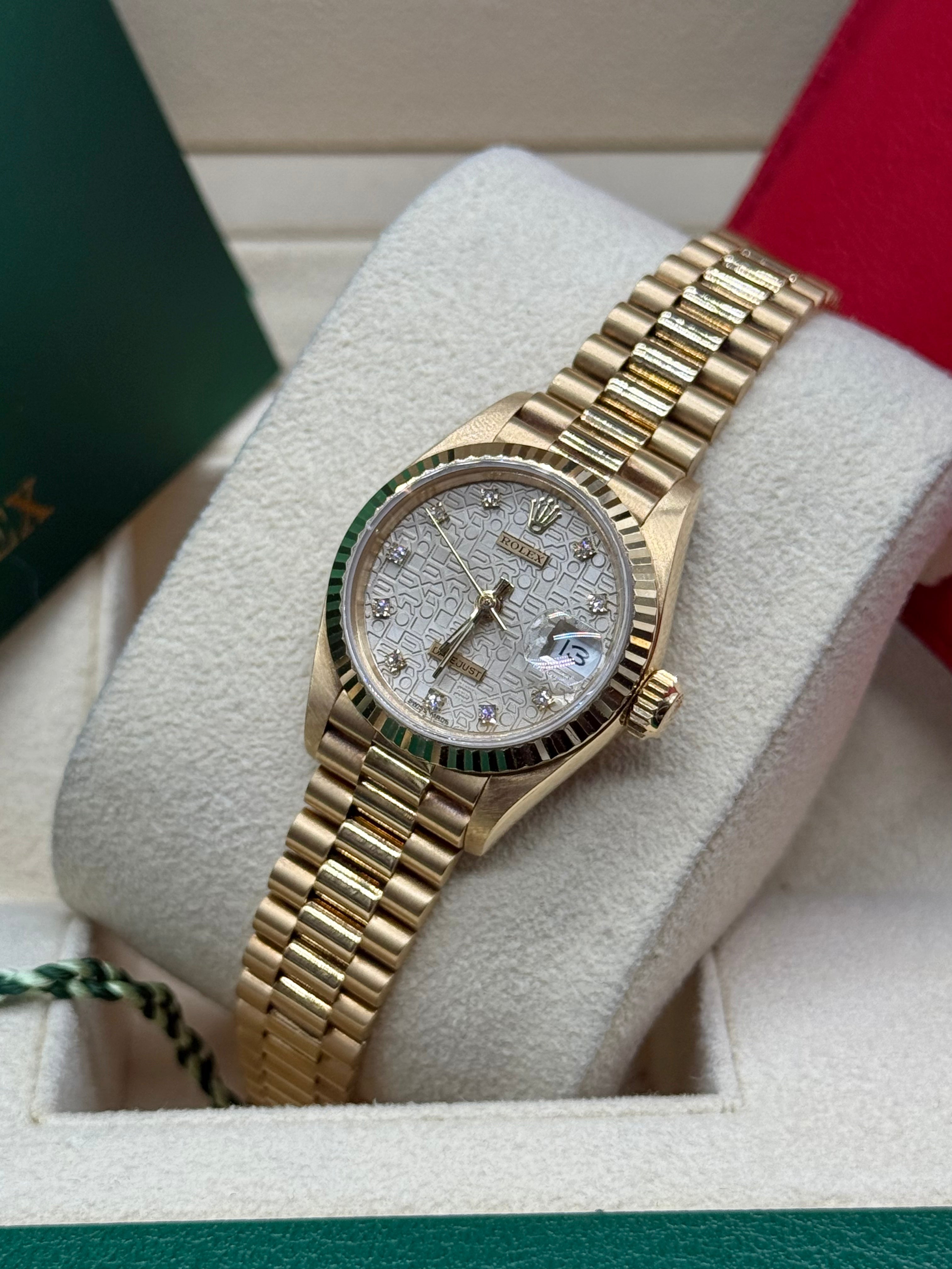 Rolex Lady-Datejust 26mm 18K Yellow Gold Ivory Jubilee Computer Diamond Dial President