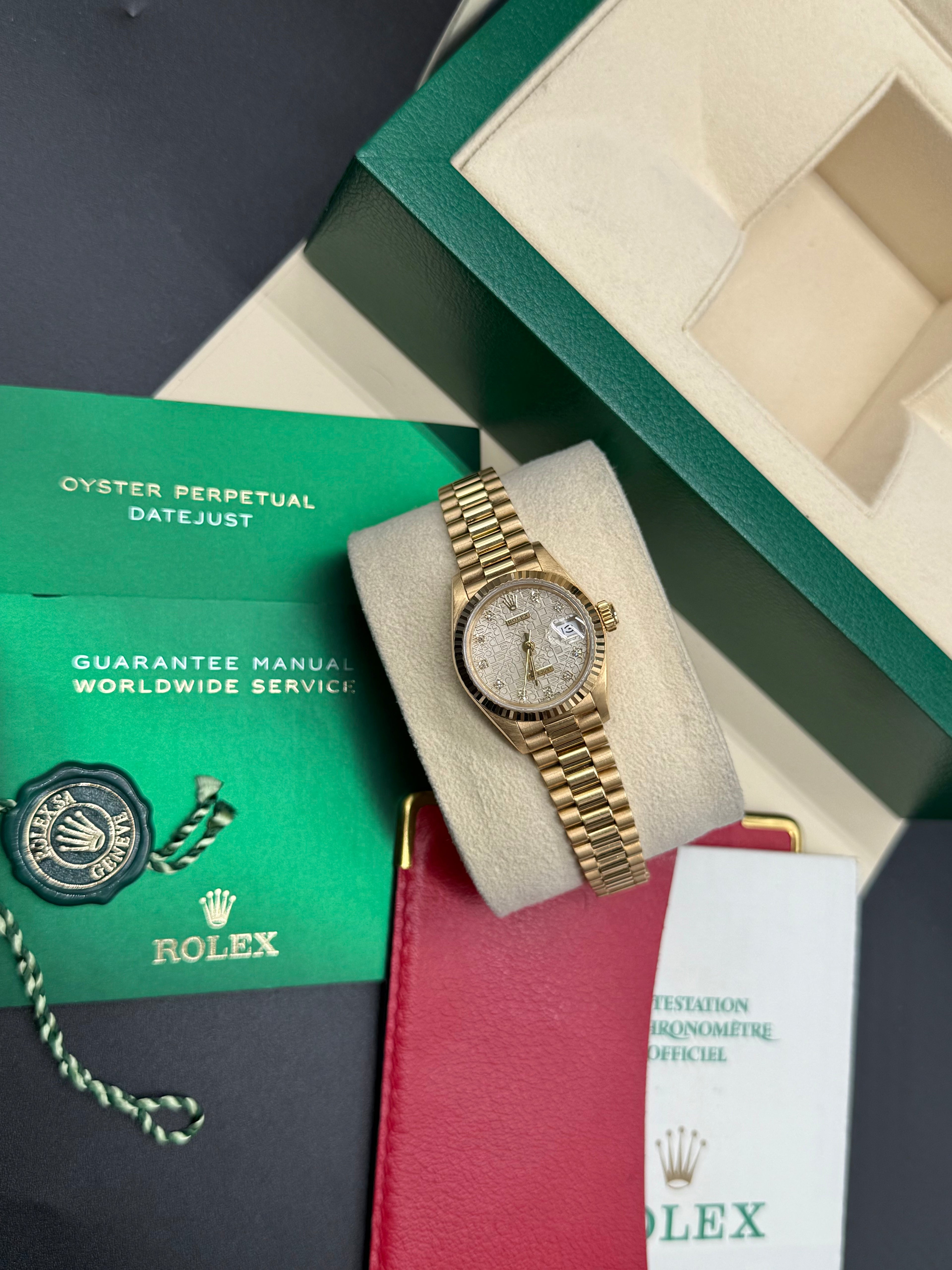 Rolex Lady-Datejust 26mm 18K Yellow Gold Ivory Jubilee Computer Diamond Dial President