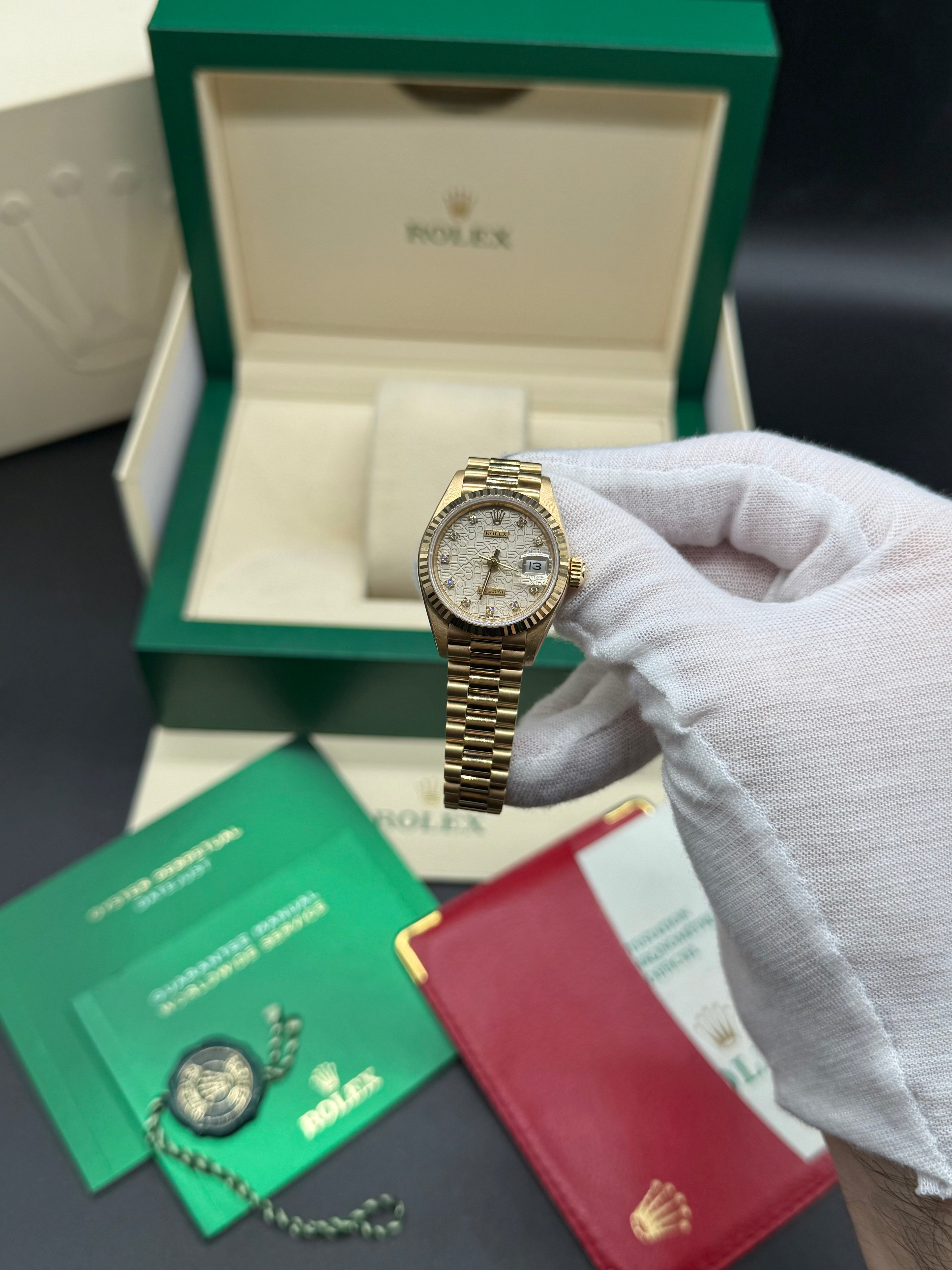 Rolex Lady-Datejust 26mm 18K Yellow Gold Ivory Jubilee Computer Diamond Dial President
