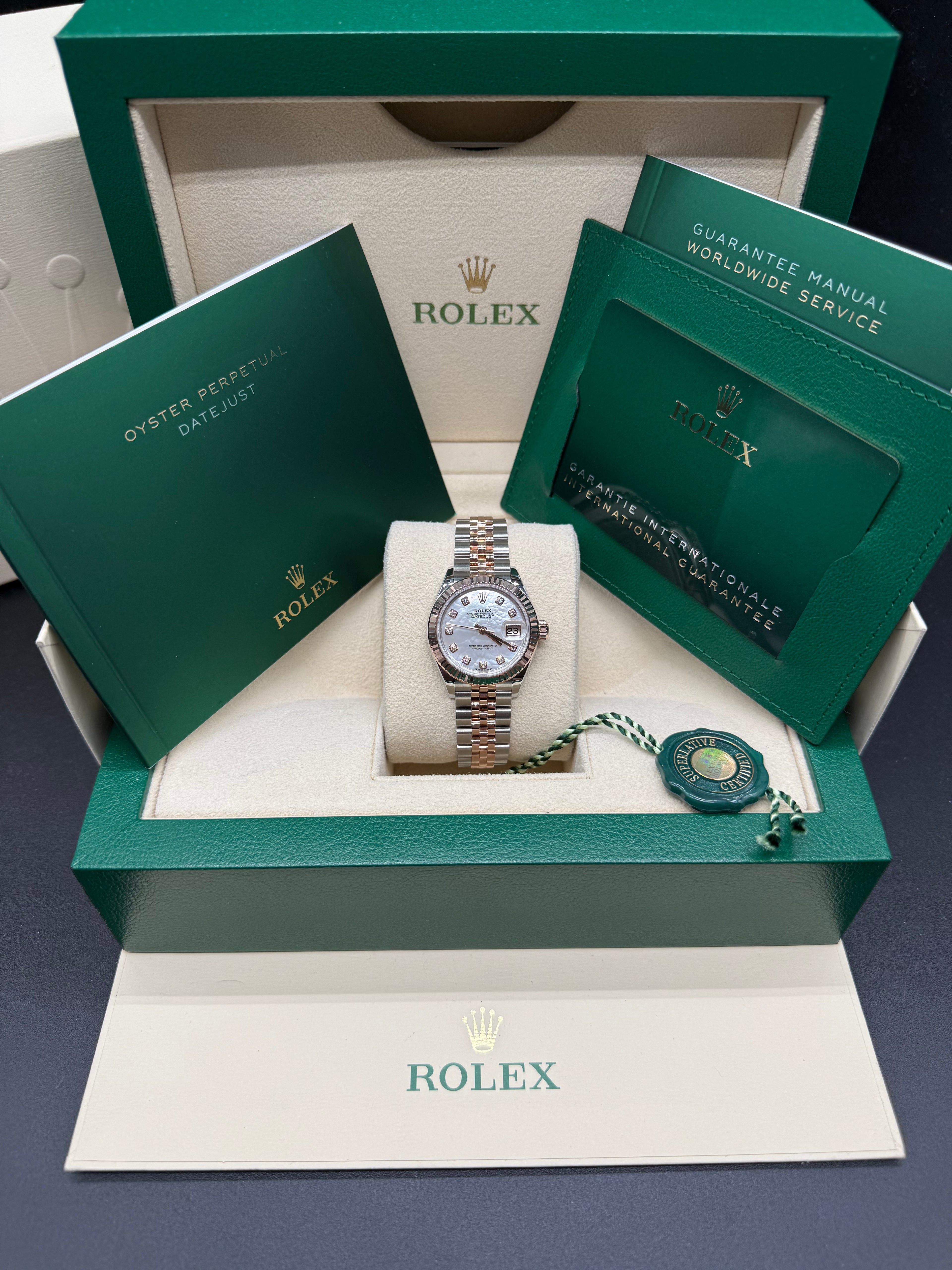 Rolex Lady-Datejust 28mm Two-Tone Stainless Steel & 18K Rose Gold Mother of Pearl Dial