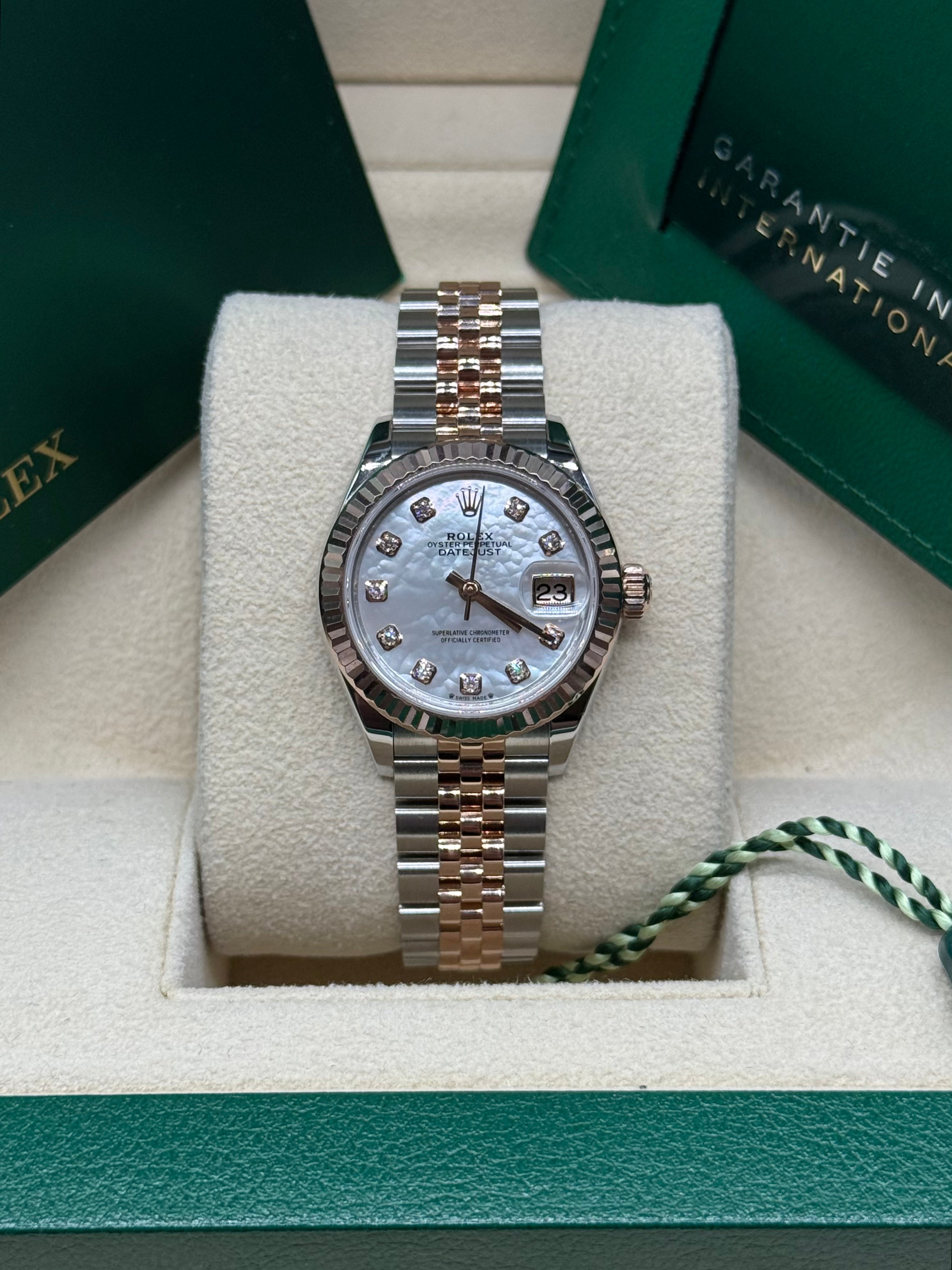 Rolex Lady-Datejust 28mm Two-Tone Stainless Steel & 18K Rose Gold Mother of Pearl Dial