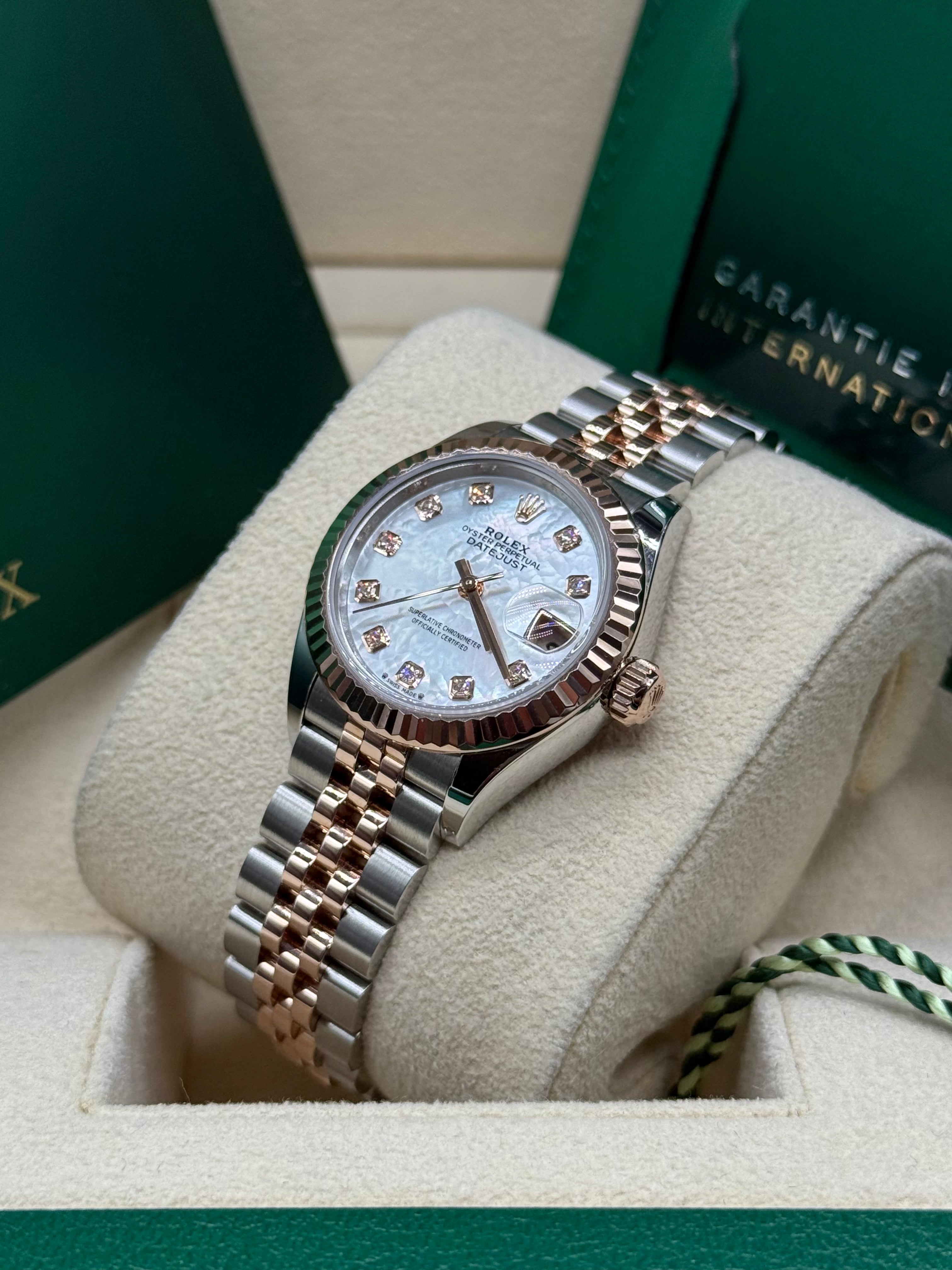 Rolex Lady-Datejust 28mm Two-Tone Stainless Steel & 18K Rose Gold Mother of Pearl Dial