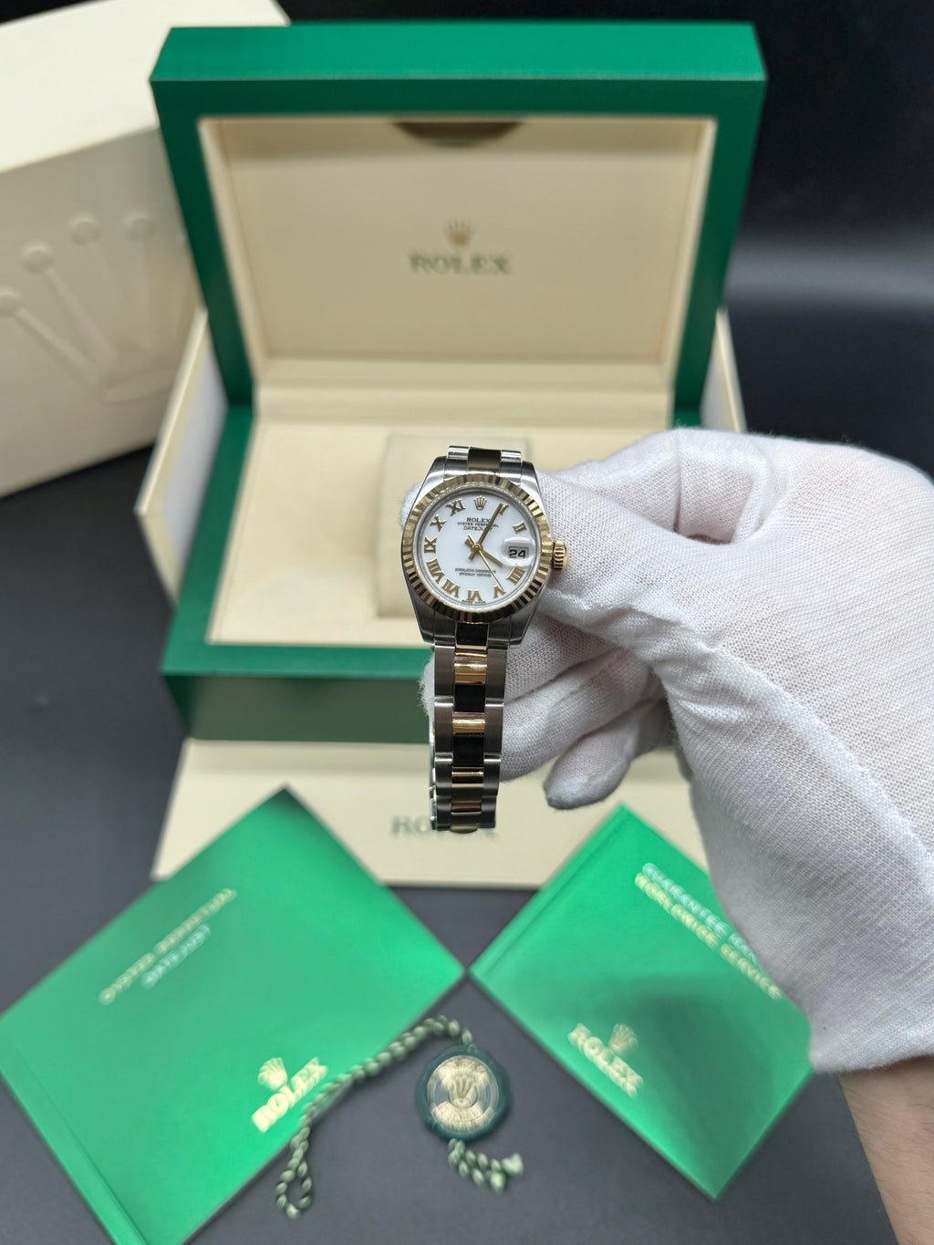 Rolex Datejust 26mm Two-Tone Steel & 18K Gold White Roman Numeral Dial Oyster Bracelet