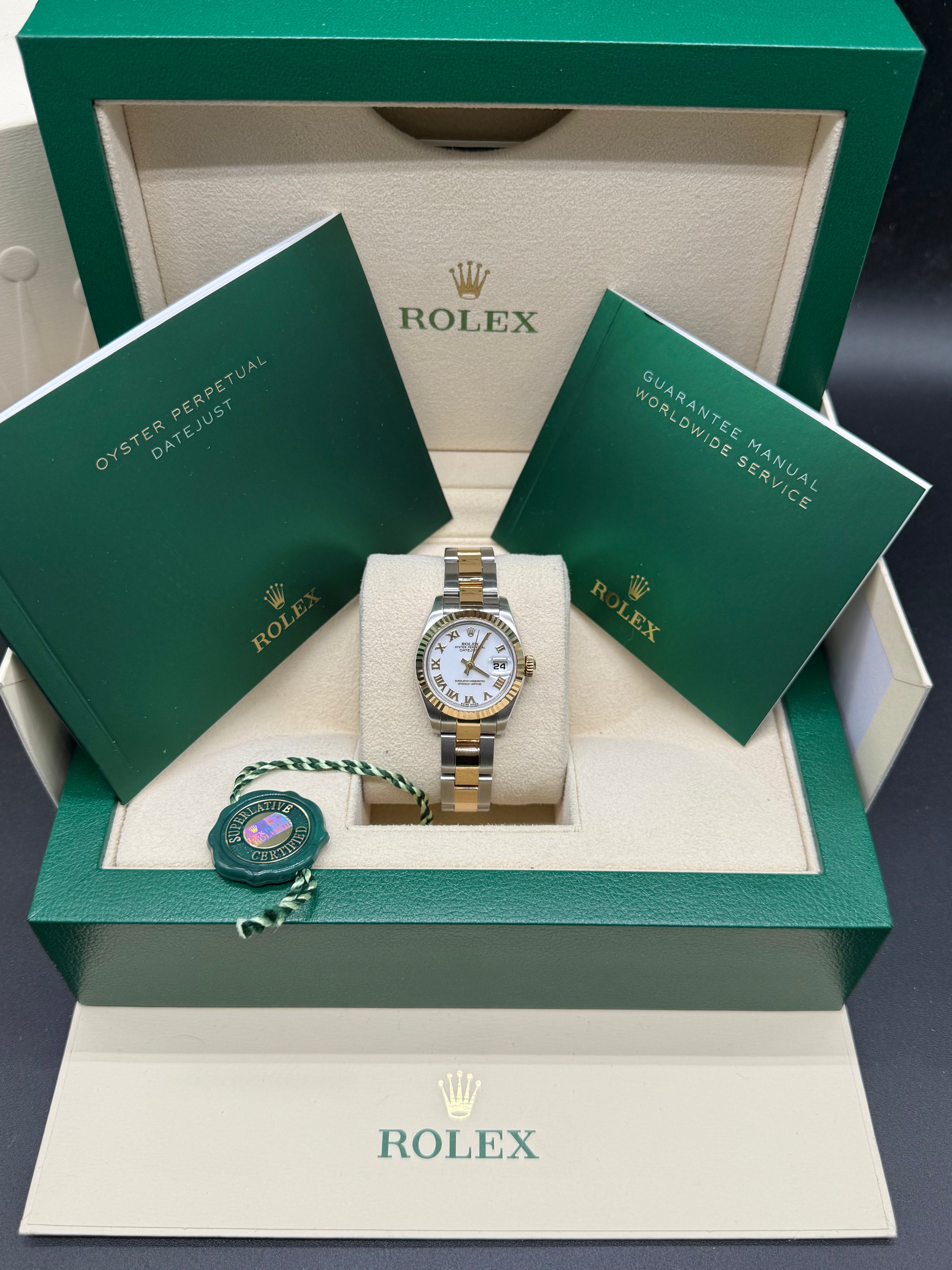 Rolex Datejust 26mm Two-Tone Steel & 18K Gold White Roman Numeral Dial Oyster Bracelet