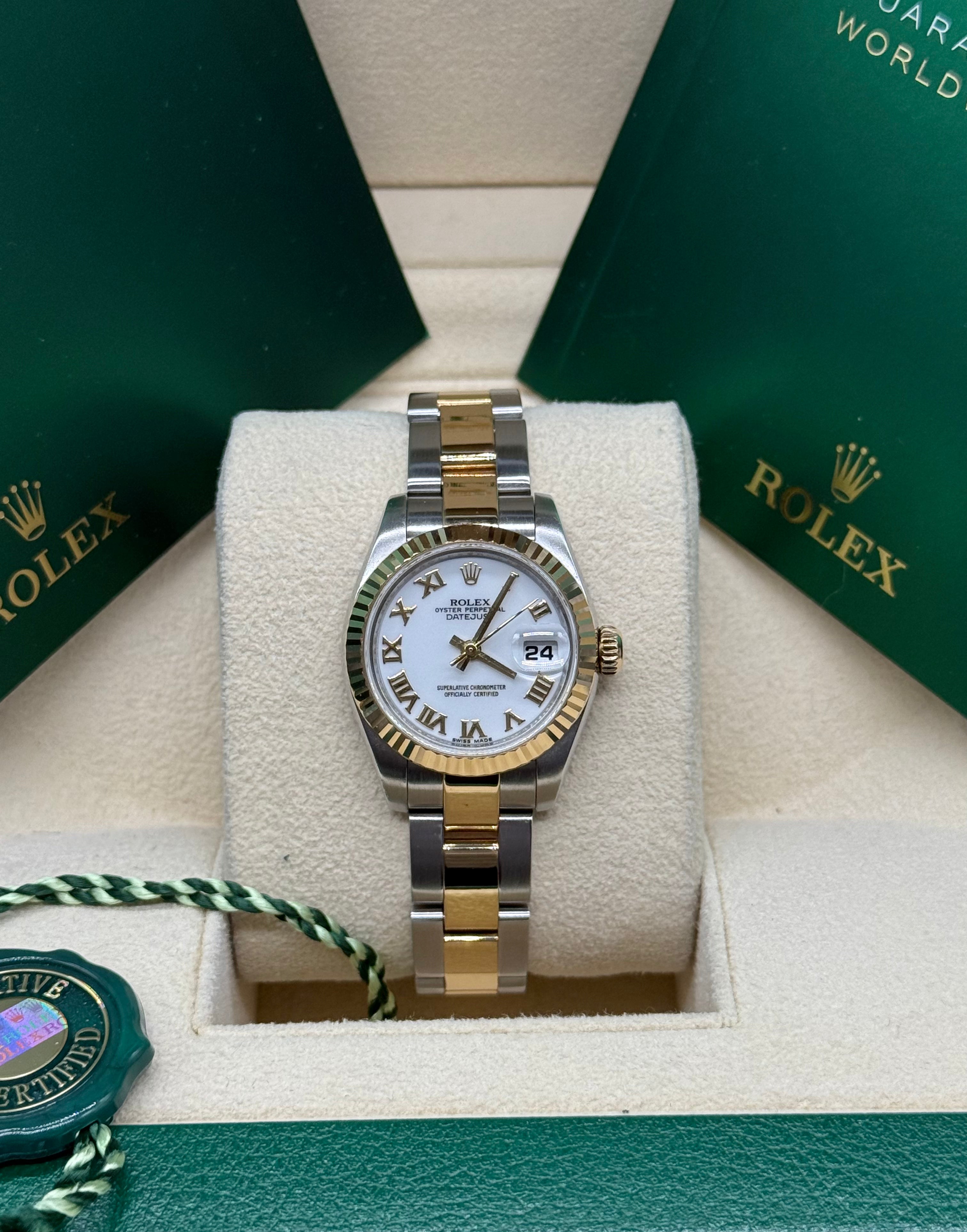 Rolex Datejust 26mm Two-Tone Steel & 18K Gold White Roman Numeral Dial Oyster Bracelet