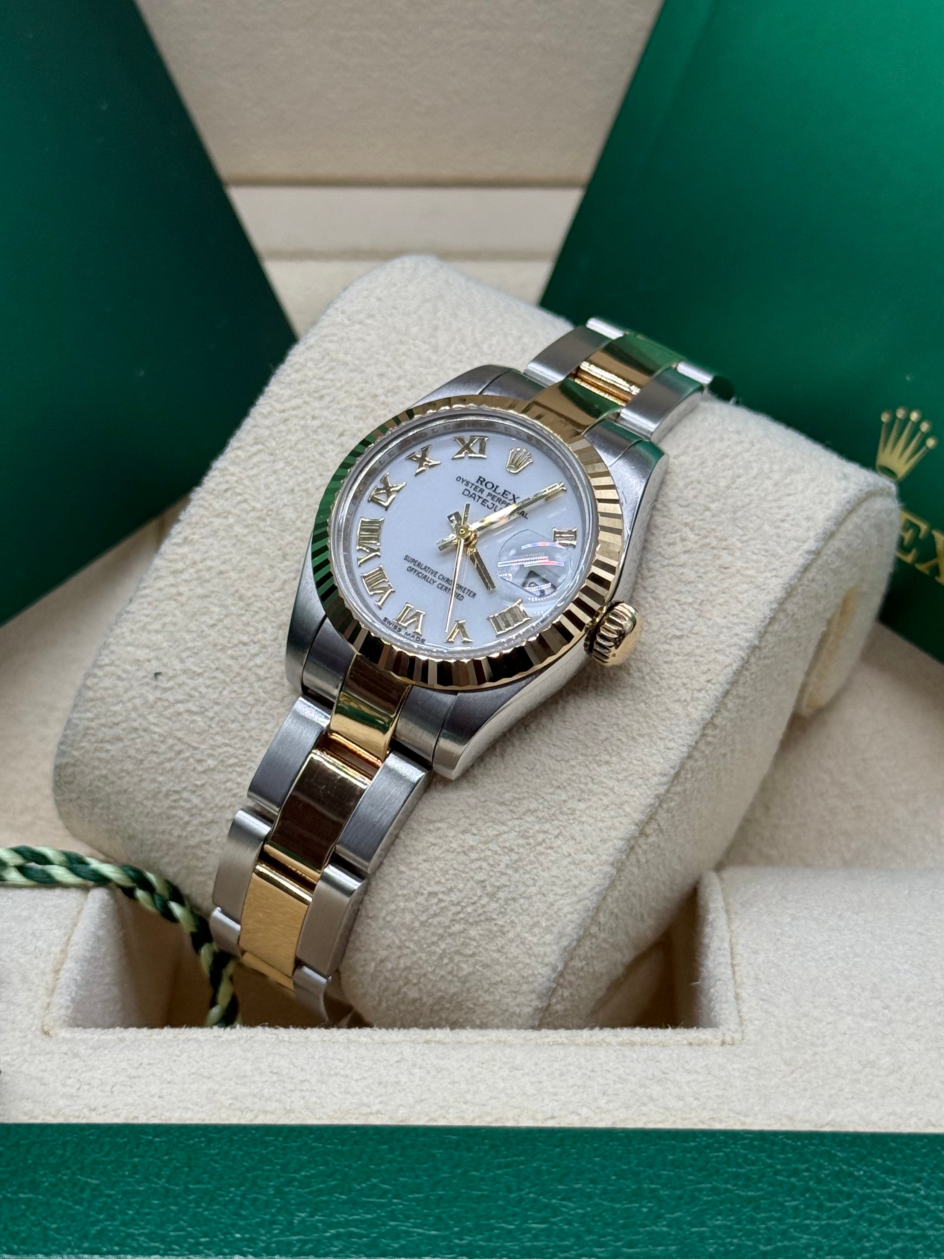 Rolex Datejust 26mm Two-Tone Steel & 18K Gold White Roman Numeral Dial Oyster Bracelet