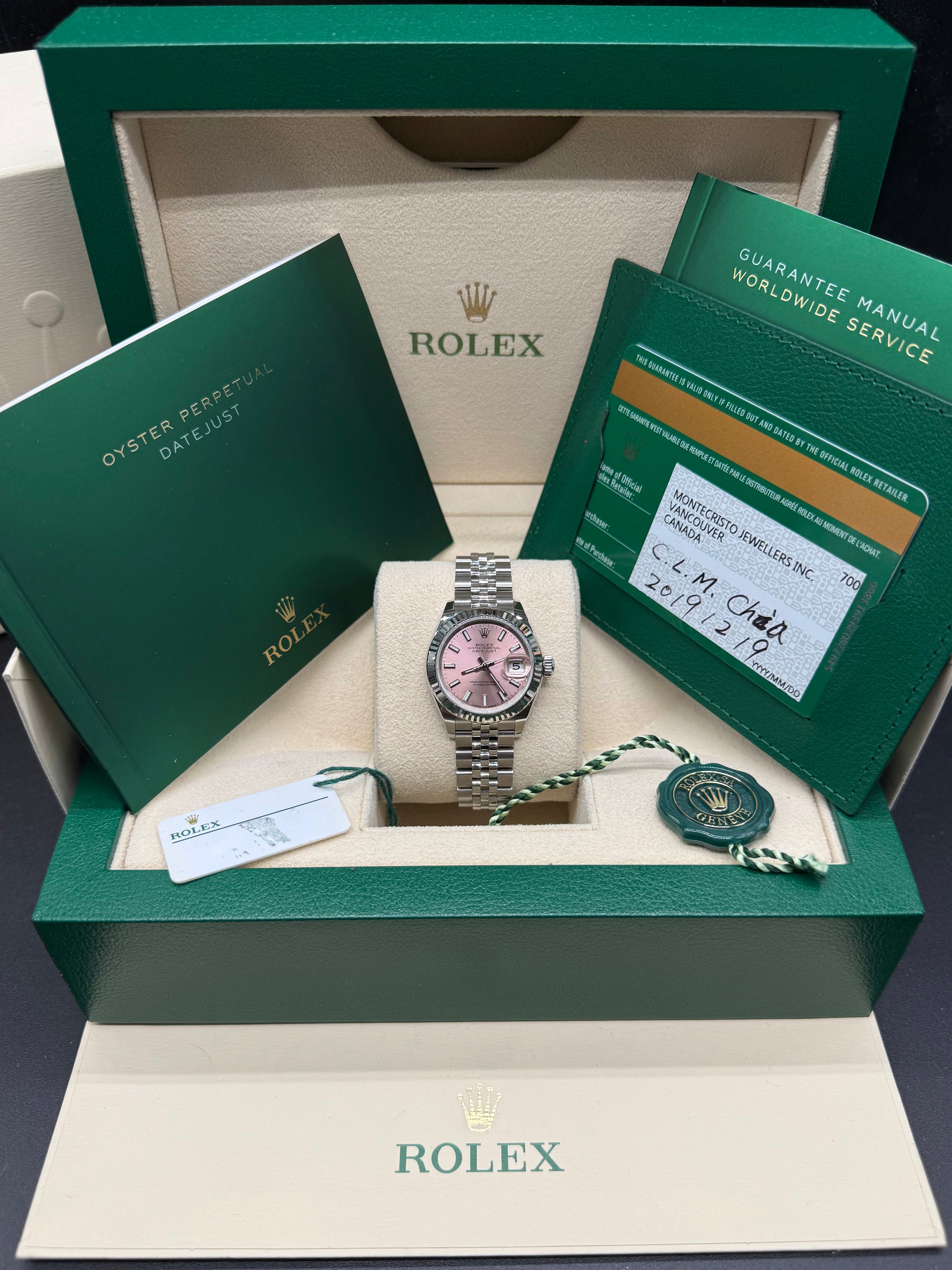 Rolex Lady-Datejust 28mm Stainless Steel Pink Dial