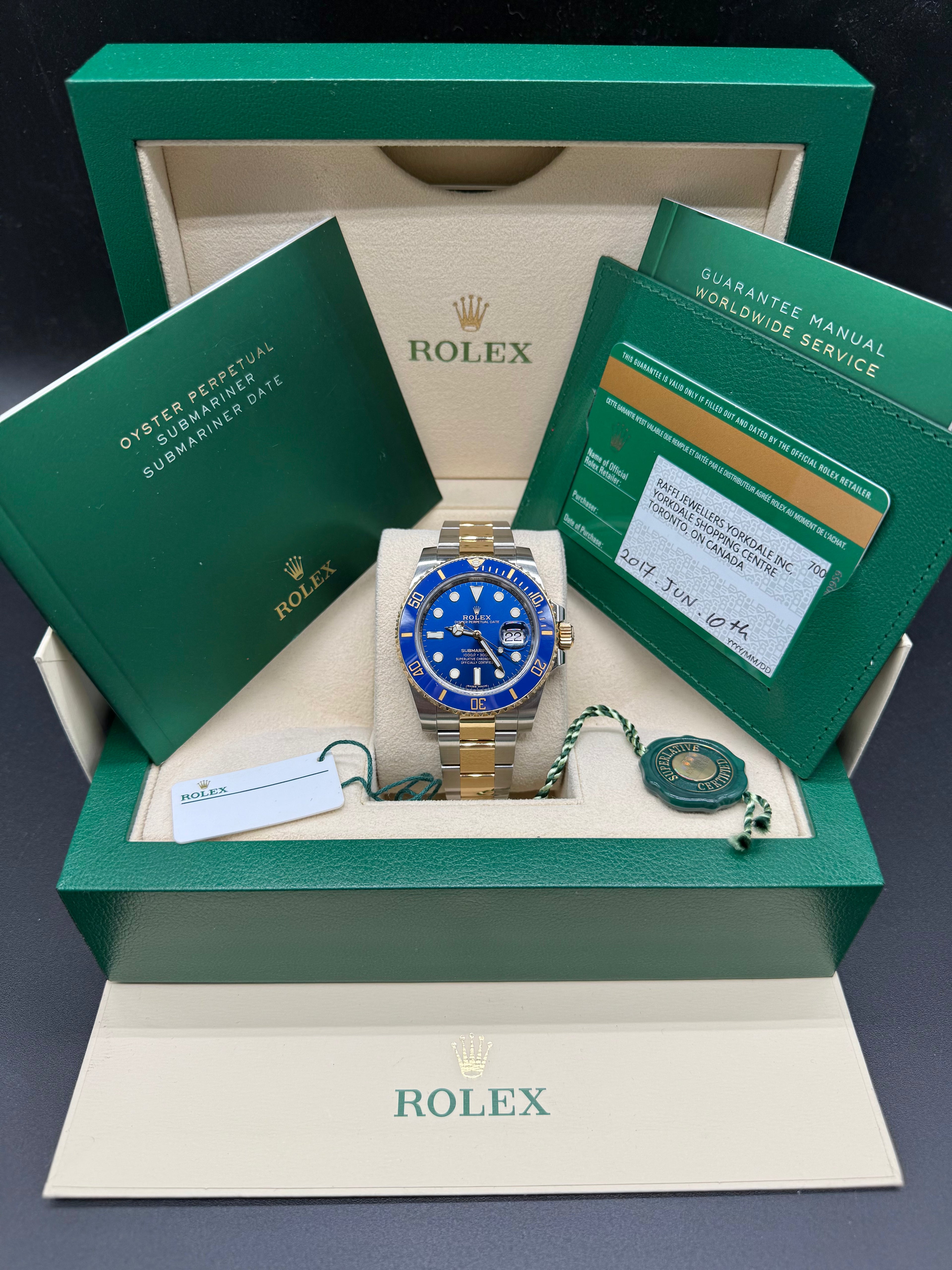 Rolex Submariner Date 40mm Two-Tone Stainless Steel & 18K Yellow Gold Blue Dial Blue Ceramic Bezel Oyster Bracelet