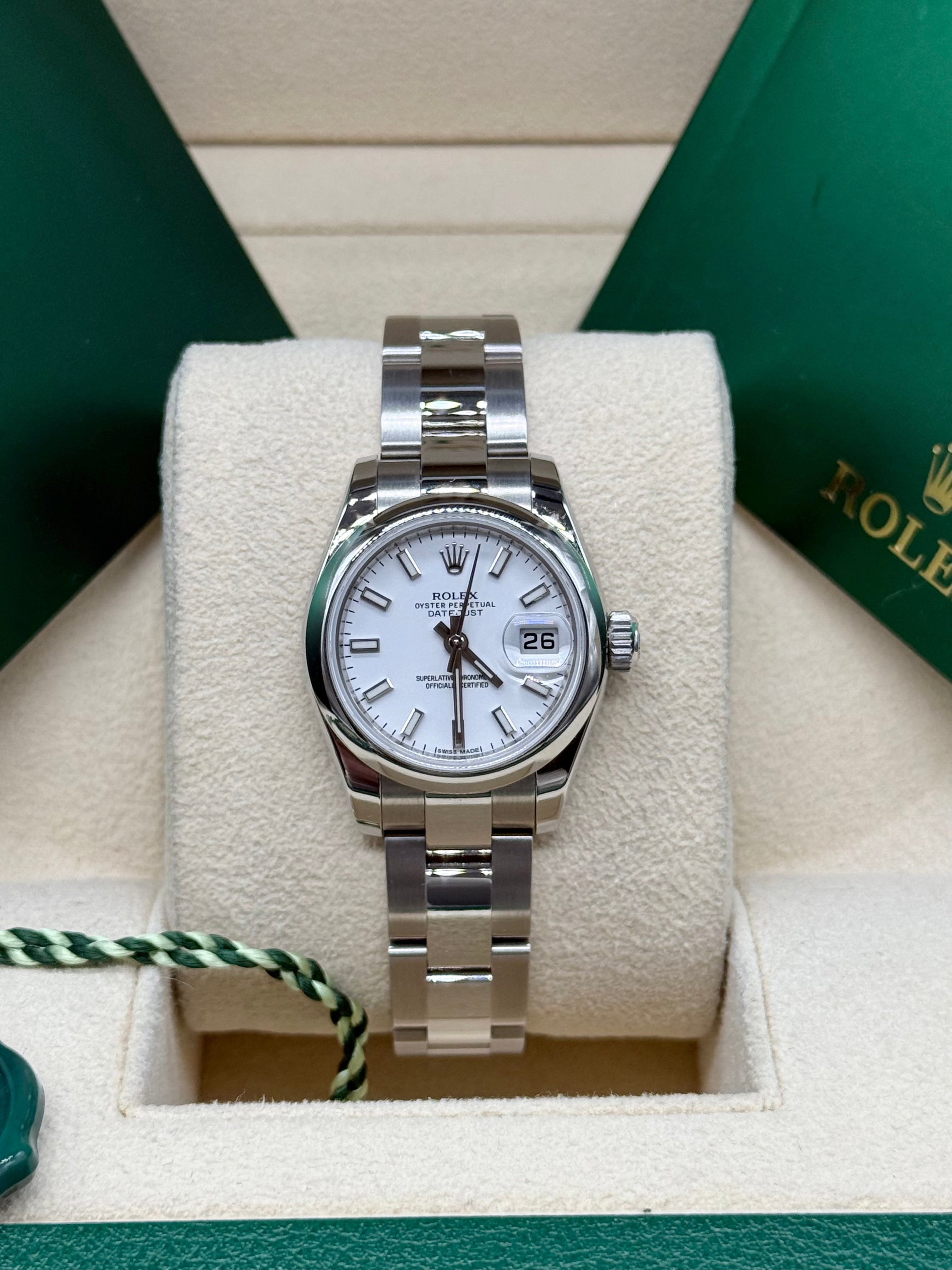 Rolex Datejust 26mm Steel White Baton Dial Oyster Bracelet