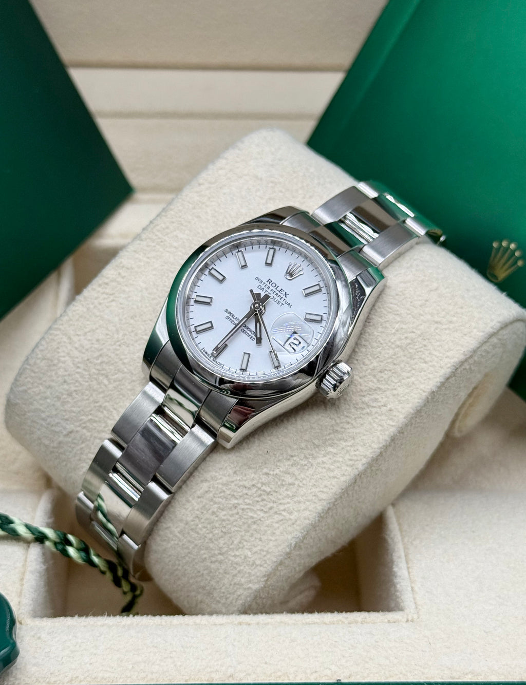Rolex Datejust 26mm Steel White Baton Dial Oyster Bracelet