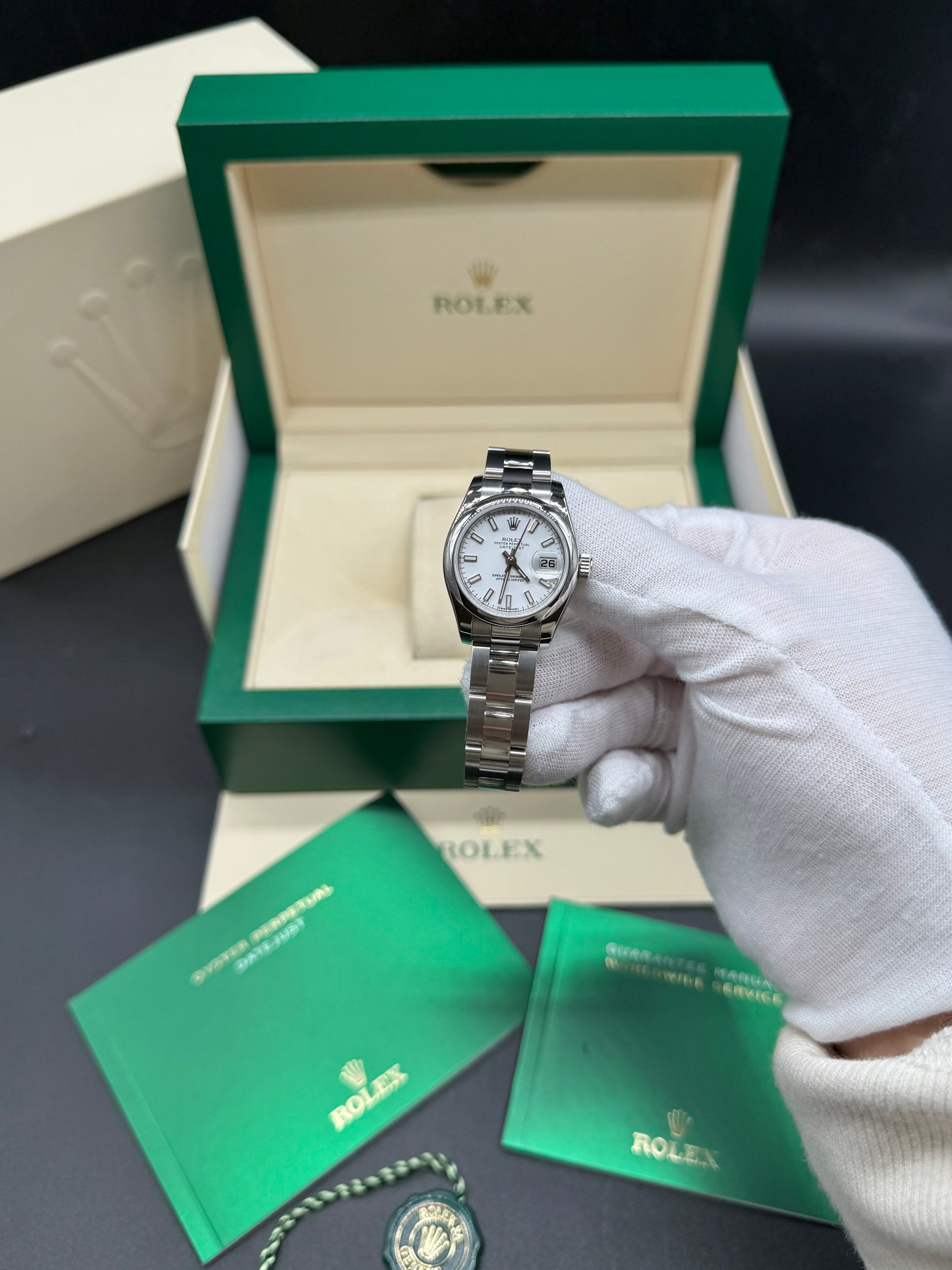 Rolex Datejust 26mm Steel White Baton Dial Oyster Bracelet