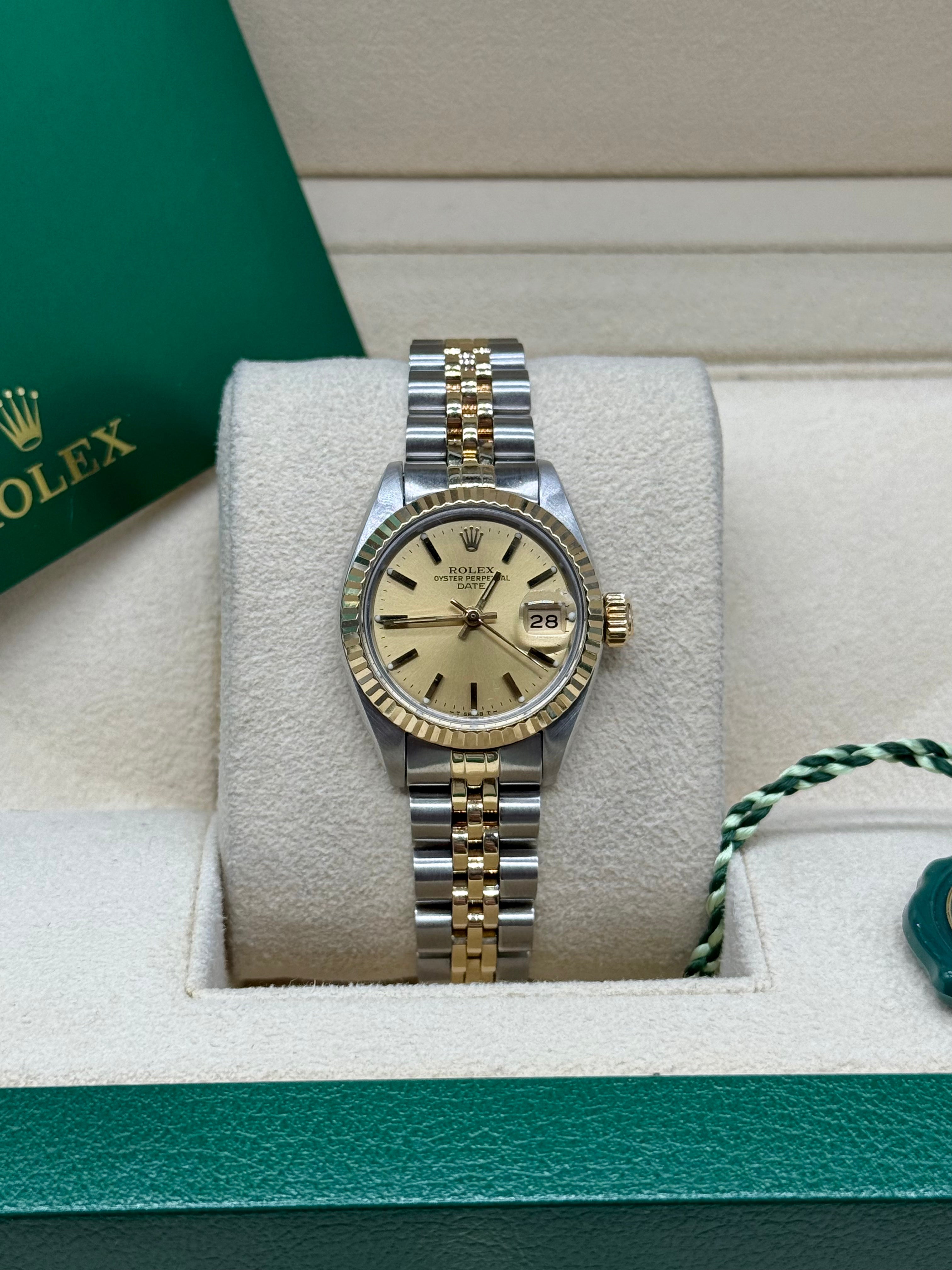 Rolex Oyster Perpetual Date 26mm Two-Tone Steel & 18K Gold Champagne Dial Jubilee Bracelet