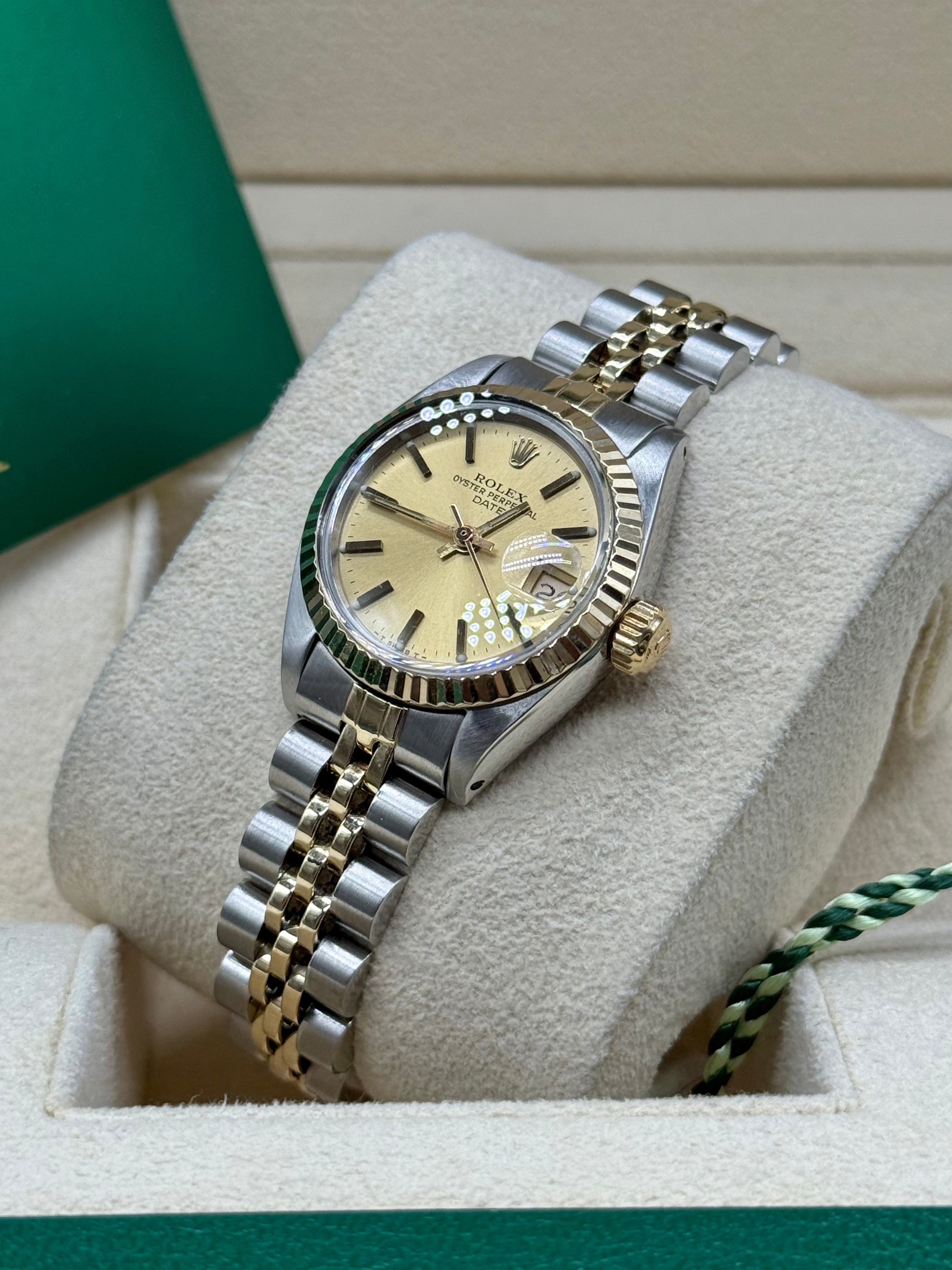 Rolex Oyster Perpetual Date 26mm Two-Tone Steel & 18K Gold Champagne Dial Jubilee Bracelet