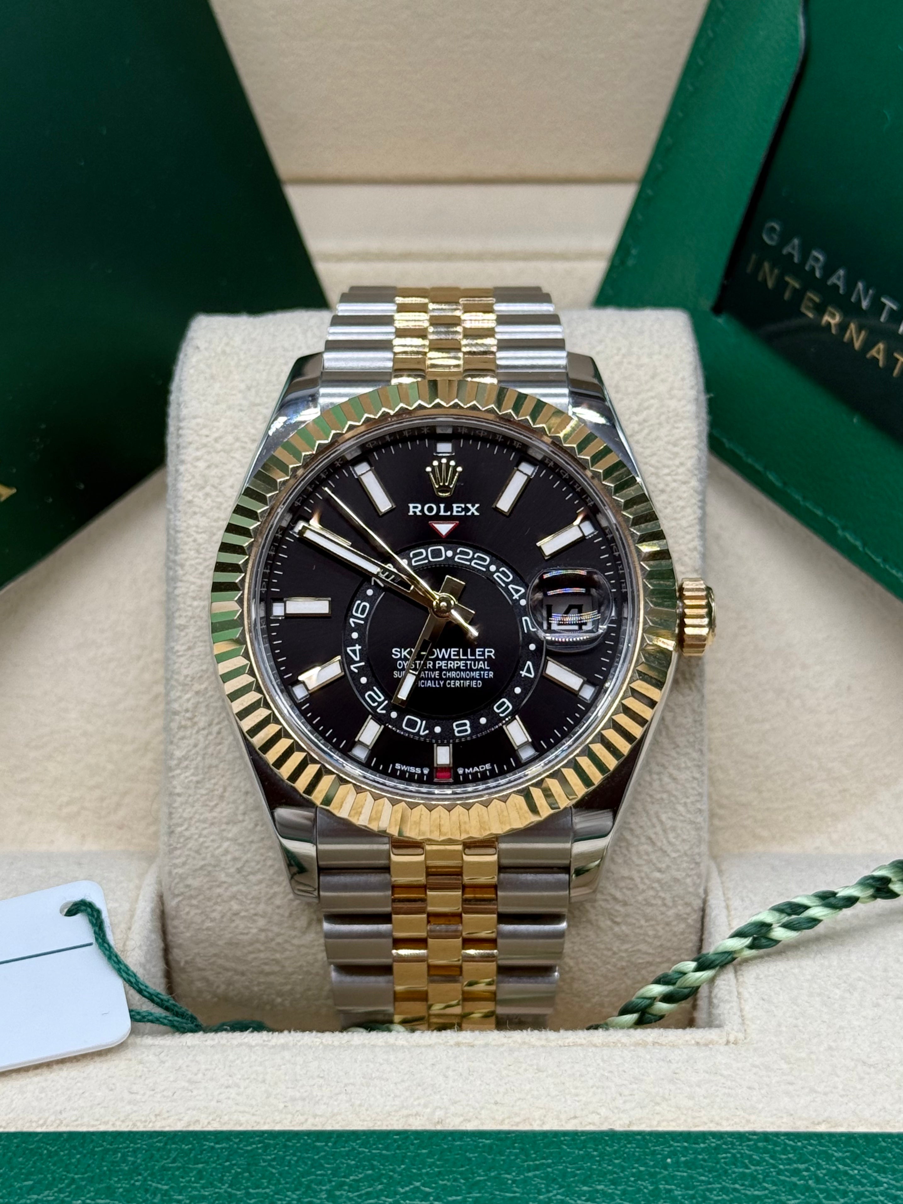 Rolex Sky-Dweller 42mm Two-Tone Stainless Steel & 18K Yellow Gold Black Dial Fluted Bezel Jubilee Bracelet