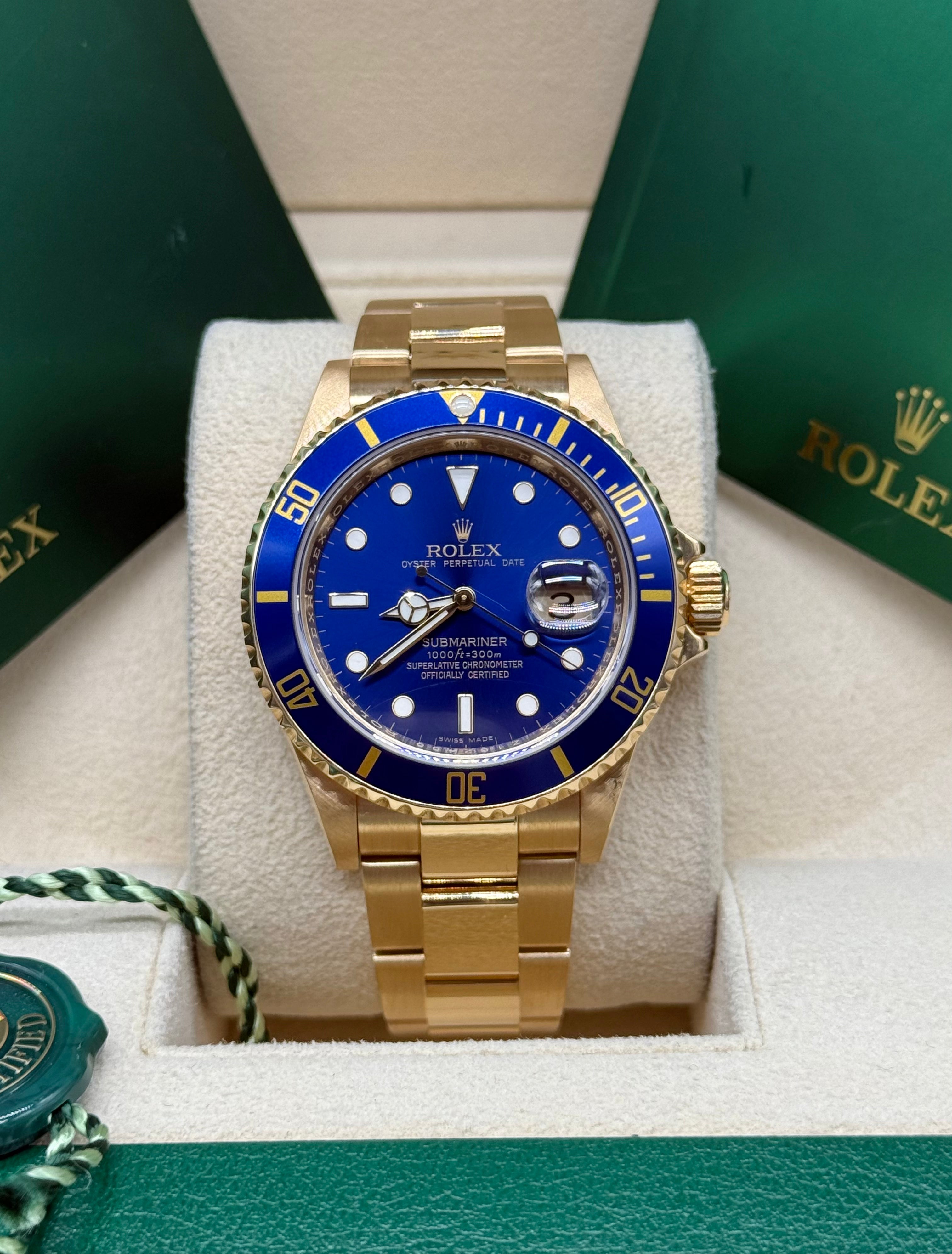 Rolex Submariner Date 40mm 18K Yellow Gold Blue Bezel Blue Dial