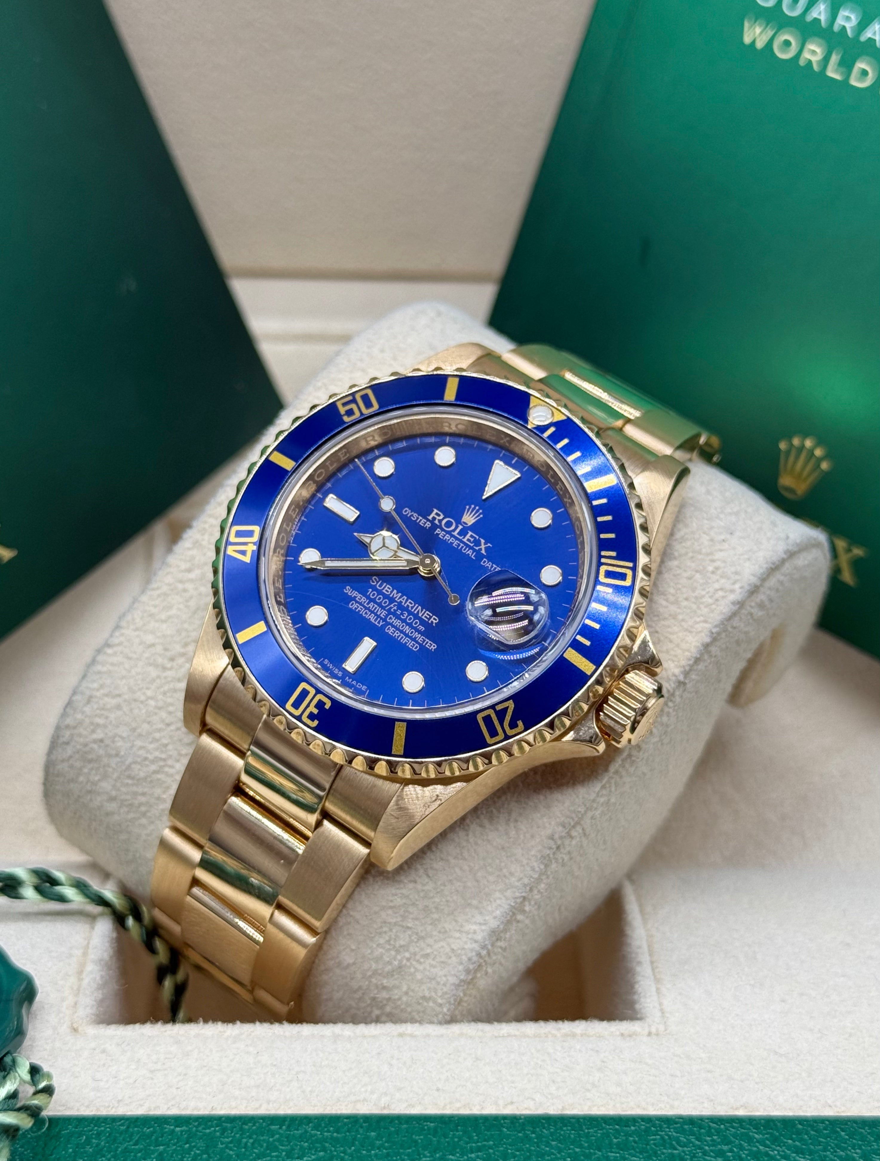 Rolex Submariner Date 40mm 18K Yellow Gold Blue Bezel Blue Dial