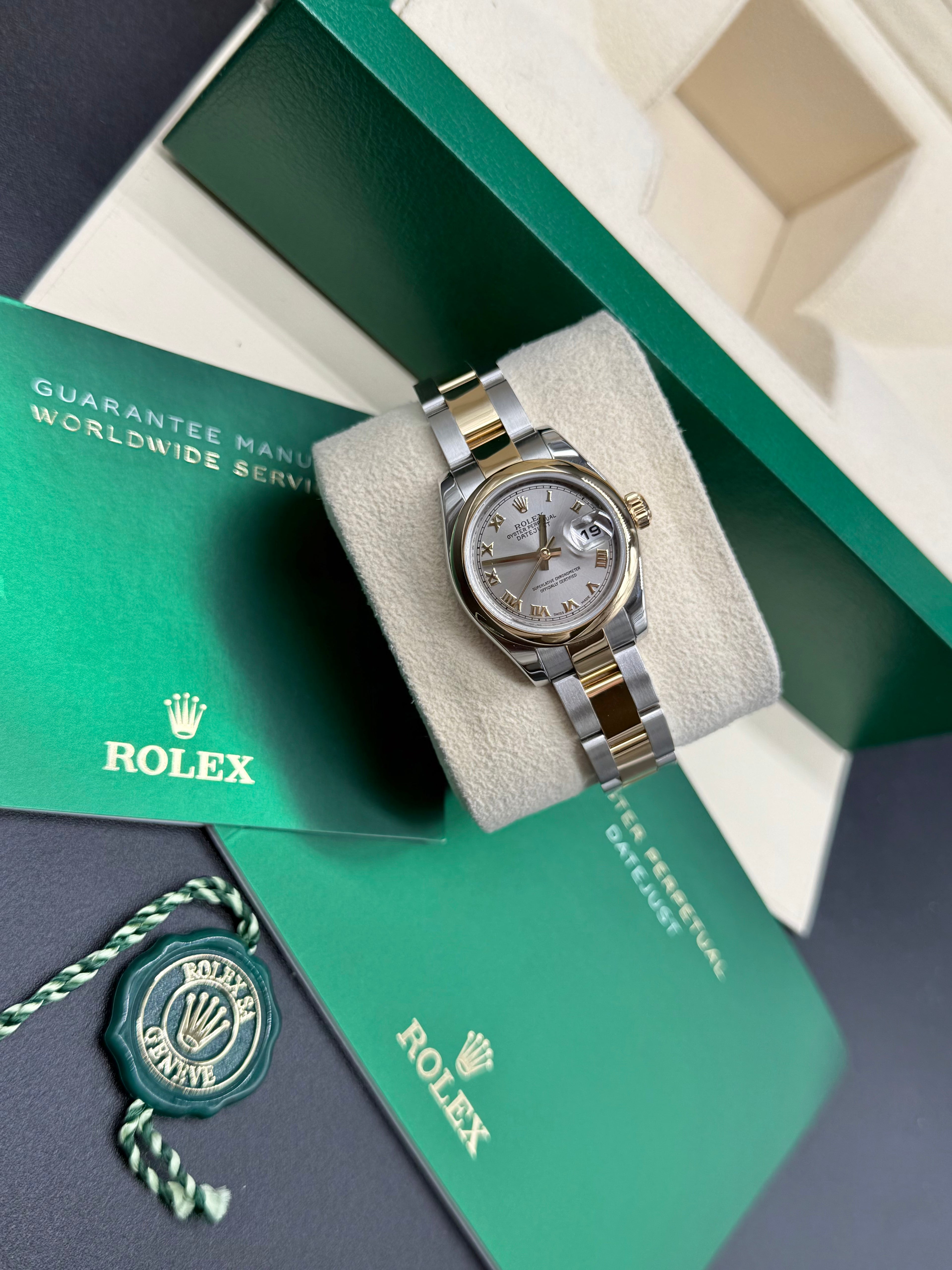 Rolex Lady-Datejust 26mm Two-Tone Stainless Steel & 18K Yellow Gold Silver Roman Numeral Dial