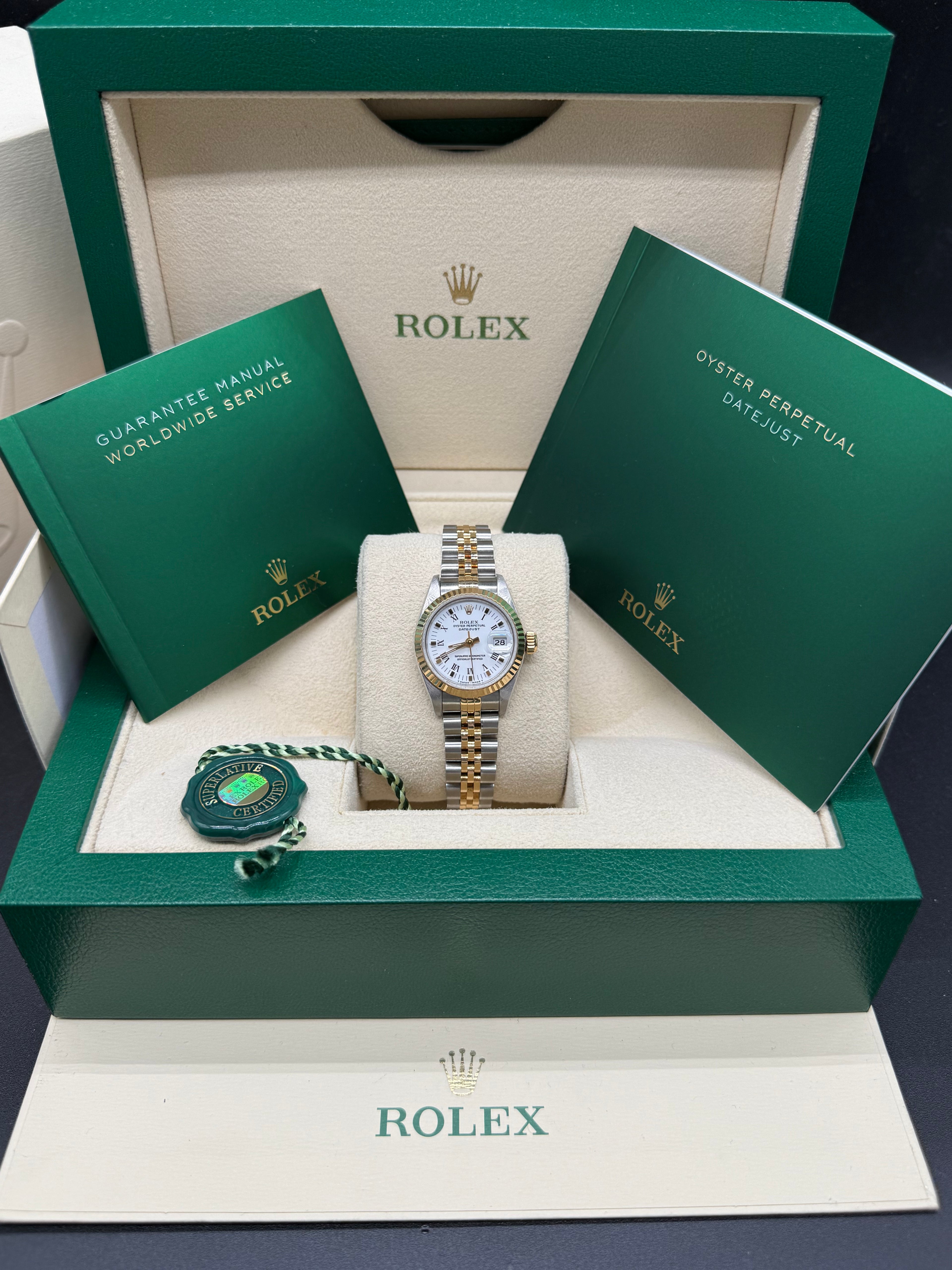 Rolex Lady-Datejust 26mm Two-Tone Steel & 18K Yellow Gold White Roman Dial Jubilee
