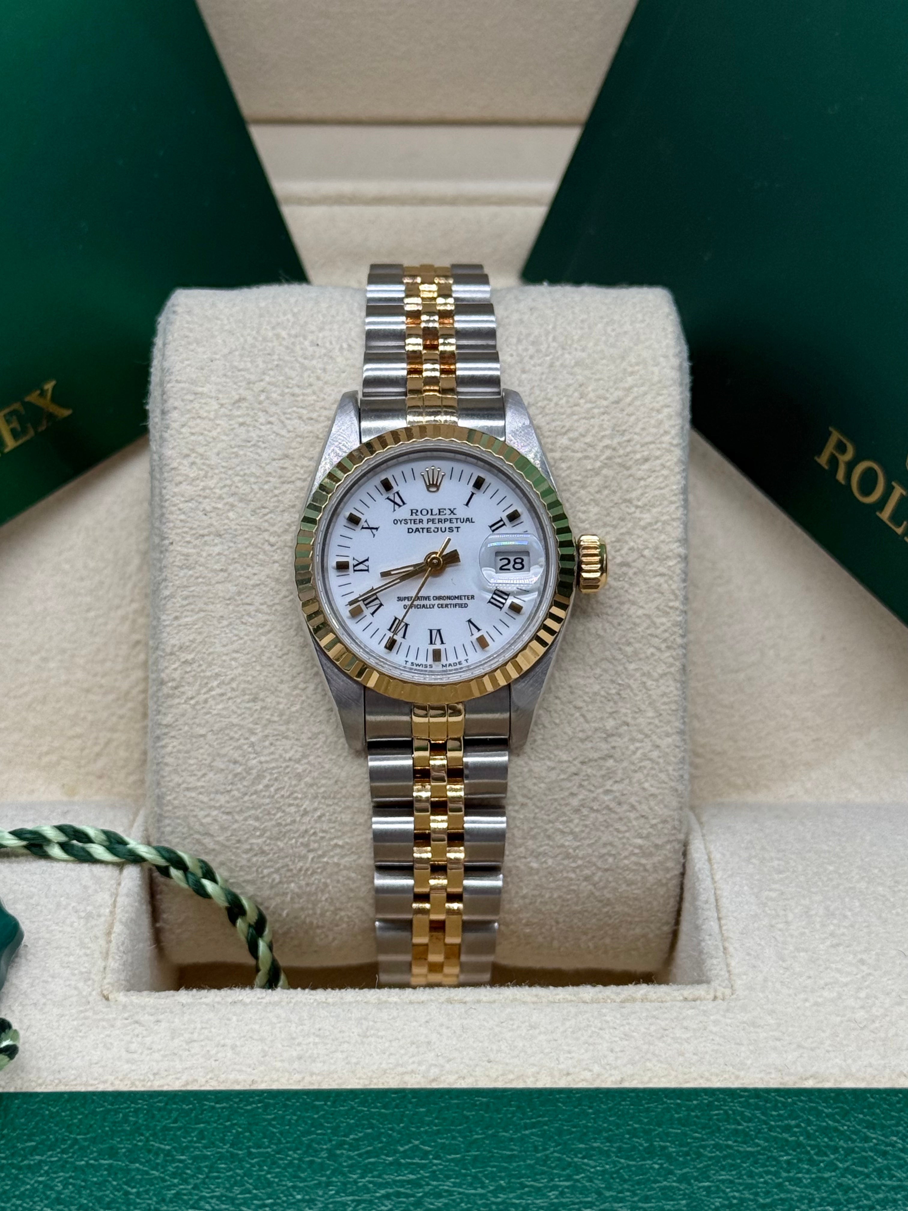 Rolex Lady-Datejust 26mm Two-Tone Steel & 18K Yellow Gold White Roman Dial Jubilee