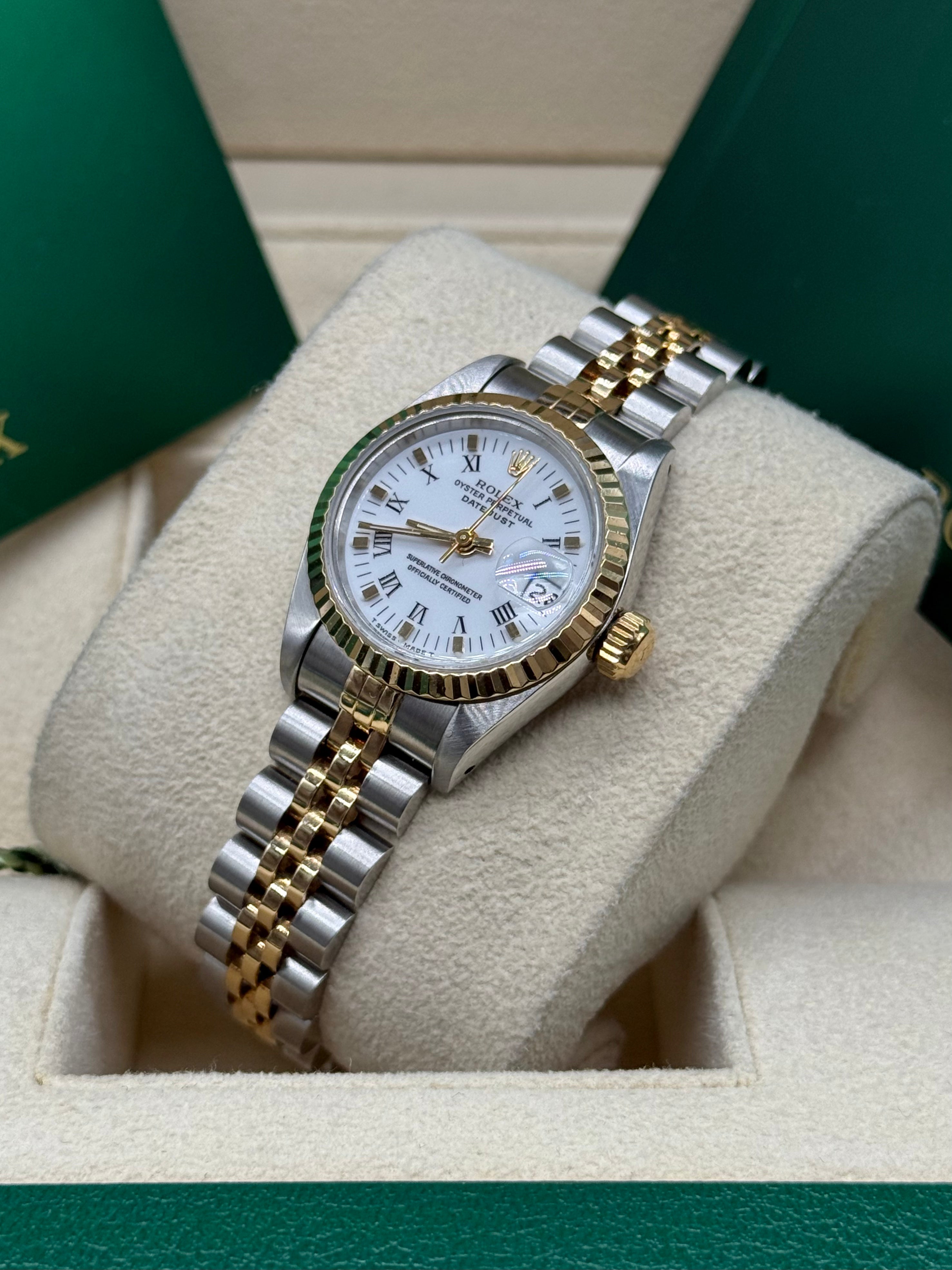 Rolex Lady-Datejust 26mm Two-Tone Steel & 18K Yellow Gold White Roman Dial Jubilee