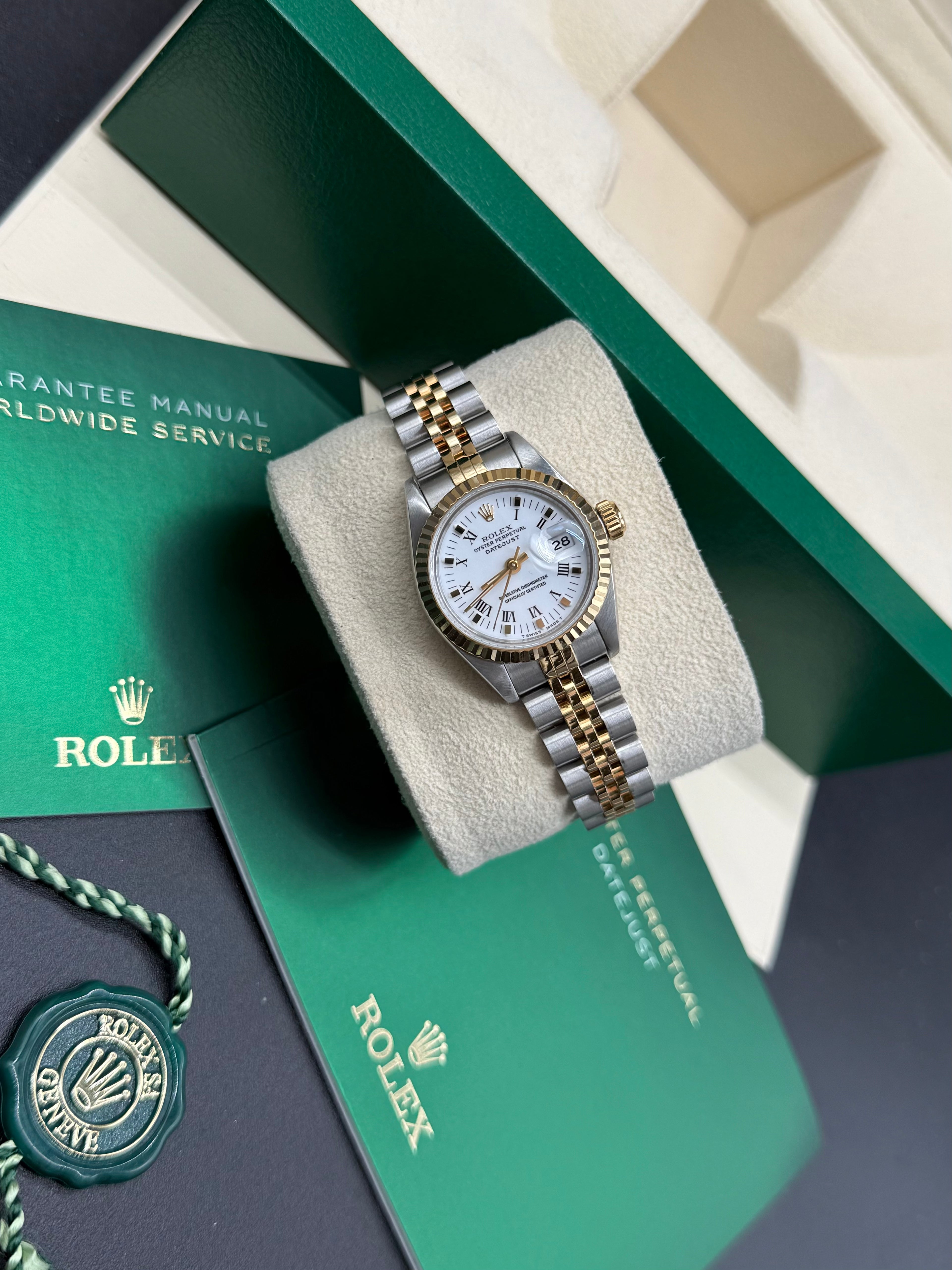 Rolex Lady-Datejust 26mm Two-Tone Steel & 18K Yellow Gold White Roman Dial Jubilee