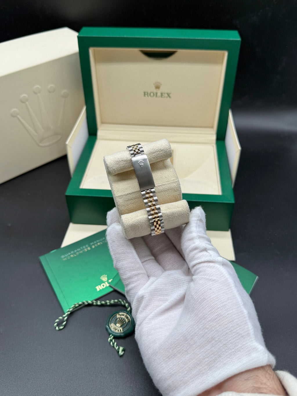 Rolex Lady-Datejust 26mm Two-Tone Steel & 18K Gold Champagne Houndstooth Diamond Dial Jubilee Bracelet