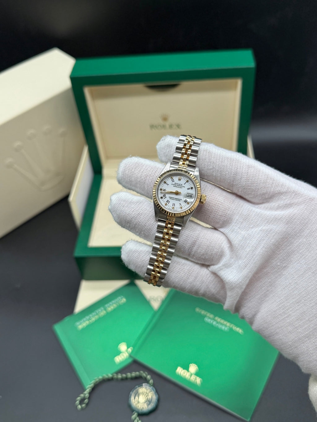 Rolex Lady-Datejust 26mm Two-Tone Steel & 18K Yellow Gold White Roman Dial Jubilee