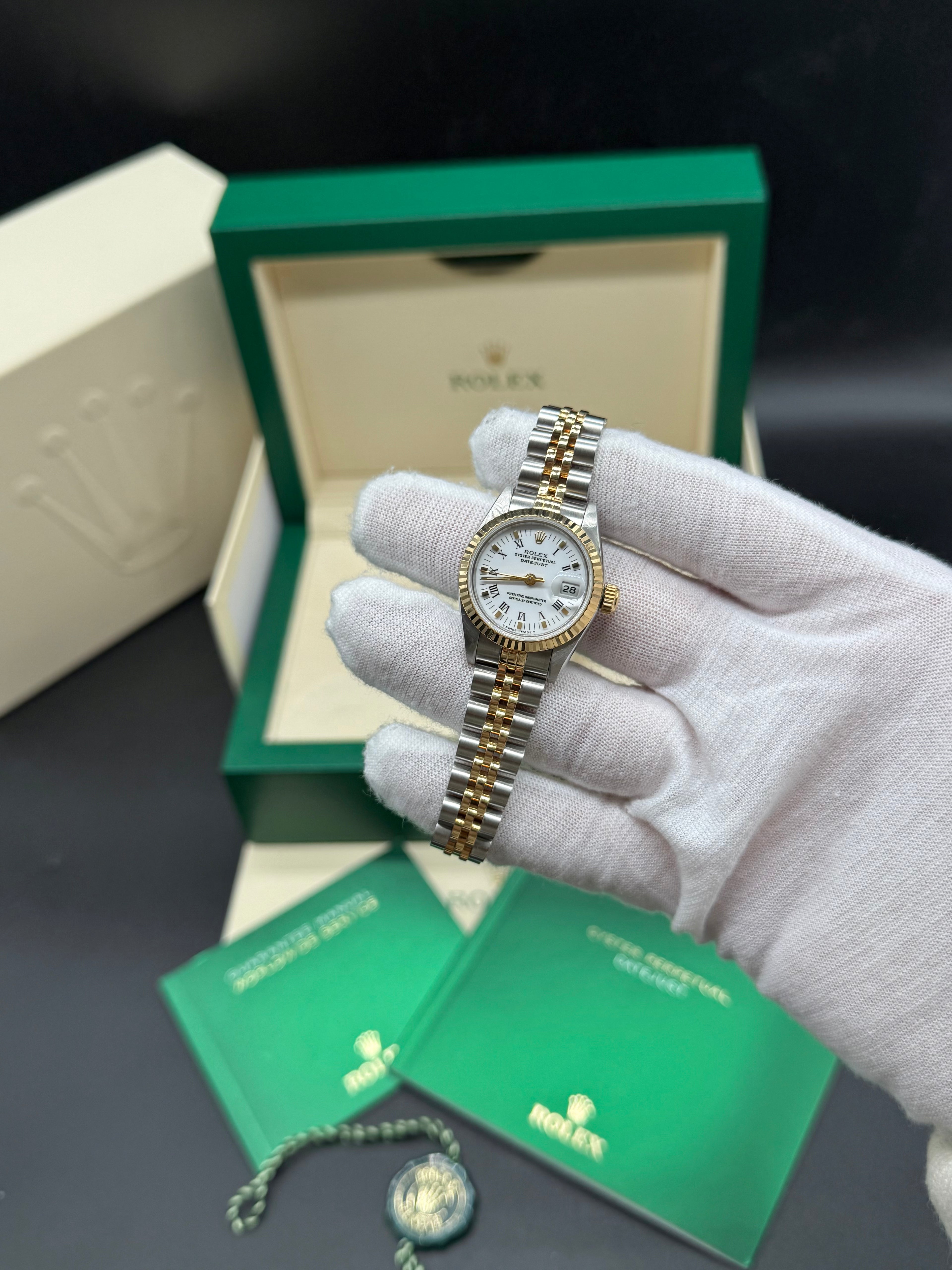 Rolex Lady-Datejust 26mm Two-Tone Steel & 18K Yellow Gold White Roman Dial Jubilee
