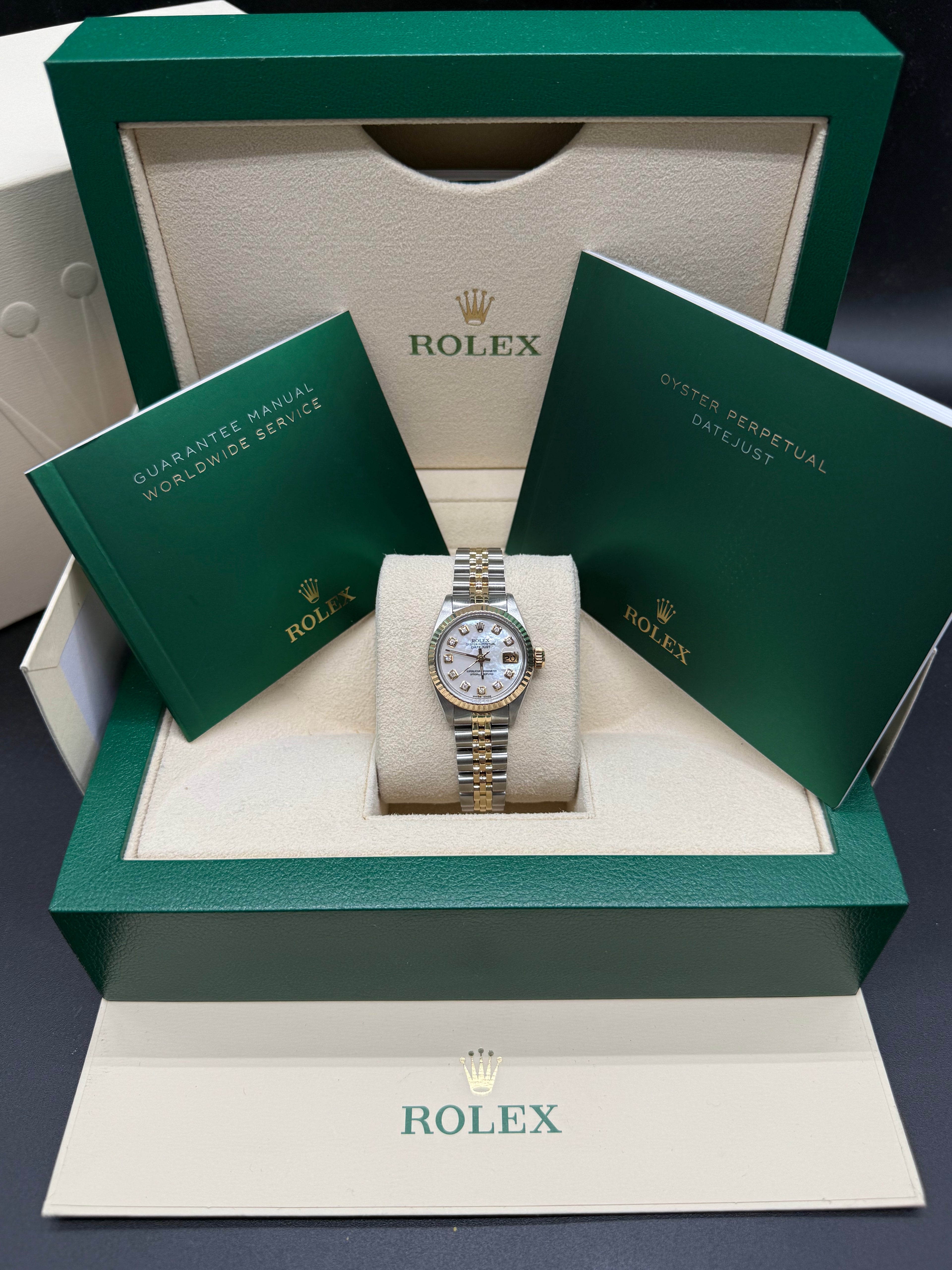 Rolex Lady-Datejust 26mm Two-Tone Stainless Steel & 18K Yellow Gold Mother of Pearl Diamond Dial