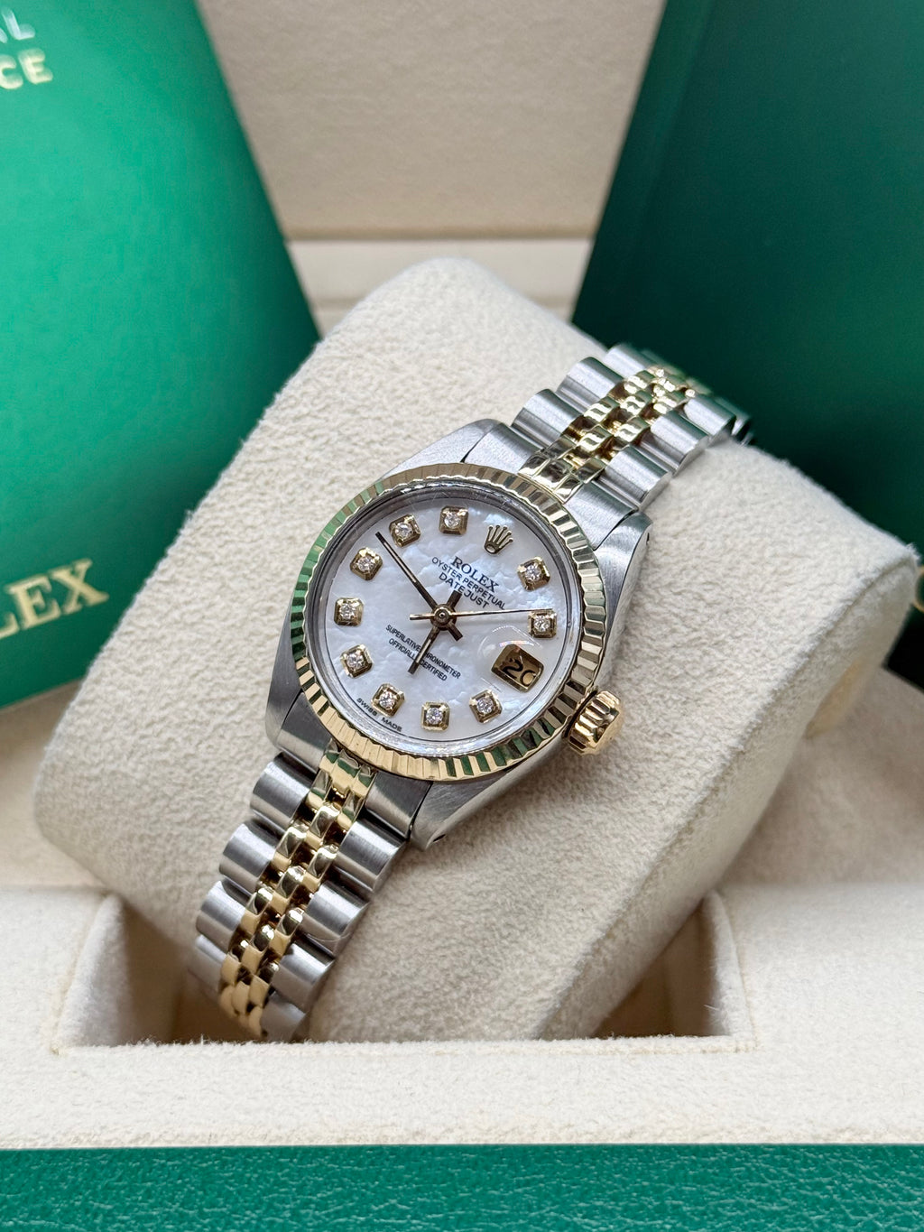 Rolex Lady-Datejust 26mm Two-Tone Stainless Steel & 18K Yellow Gold Mother of Pearl Diamond Dial