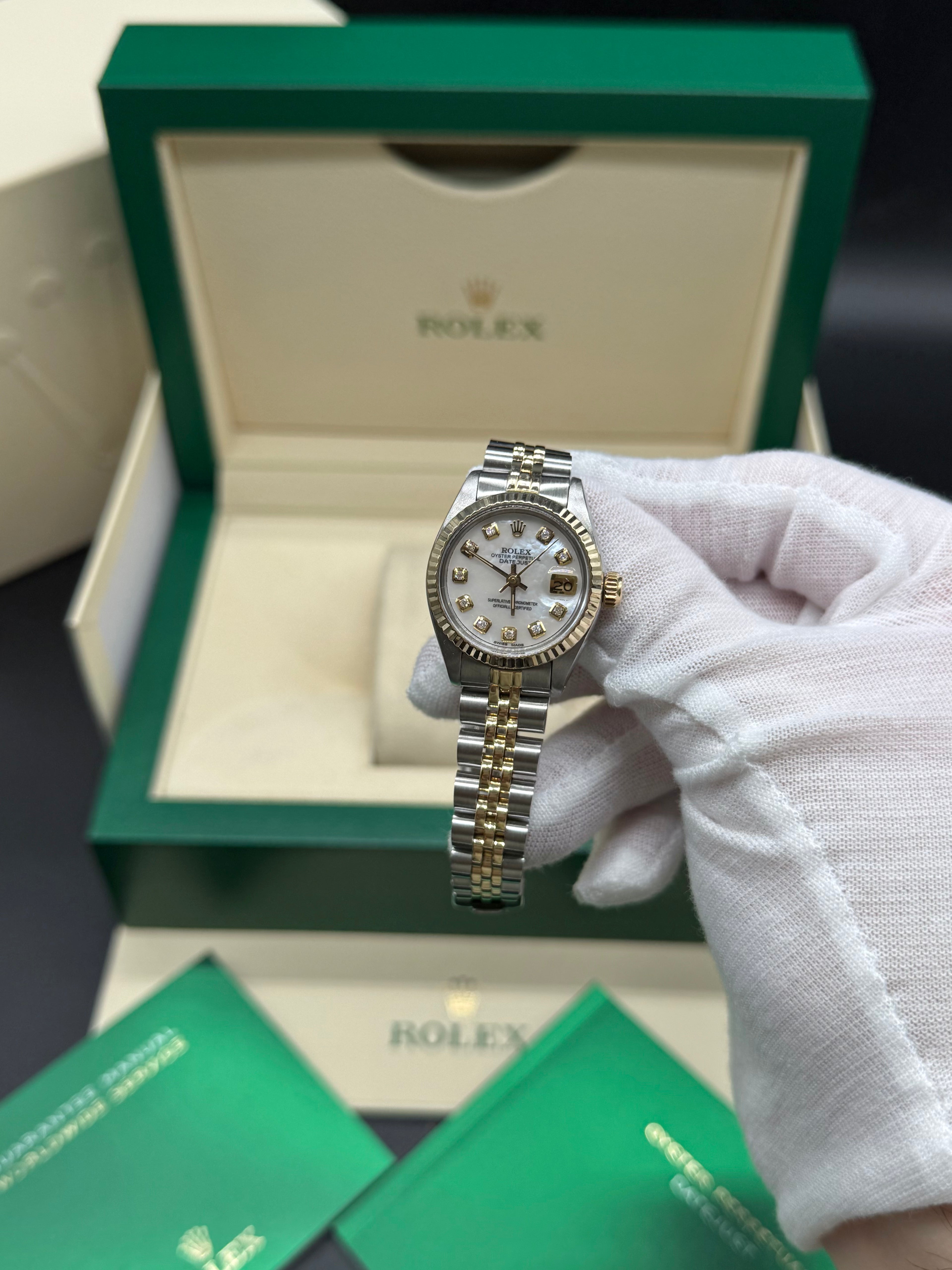 Rolex Lady-Datejust 26mm Two-Tone Stainless Steel & 18K Yellow Gold Mother of Pearl Diamond Dial