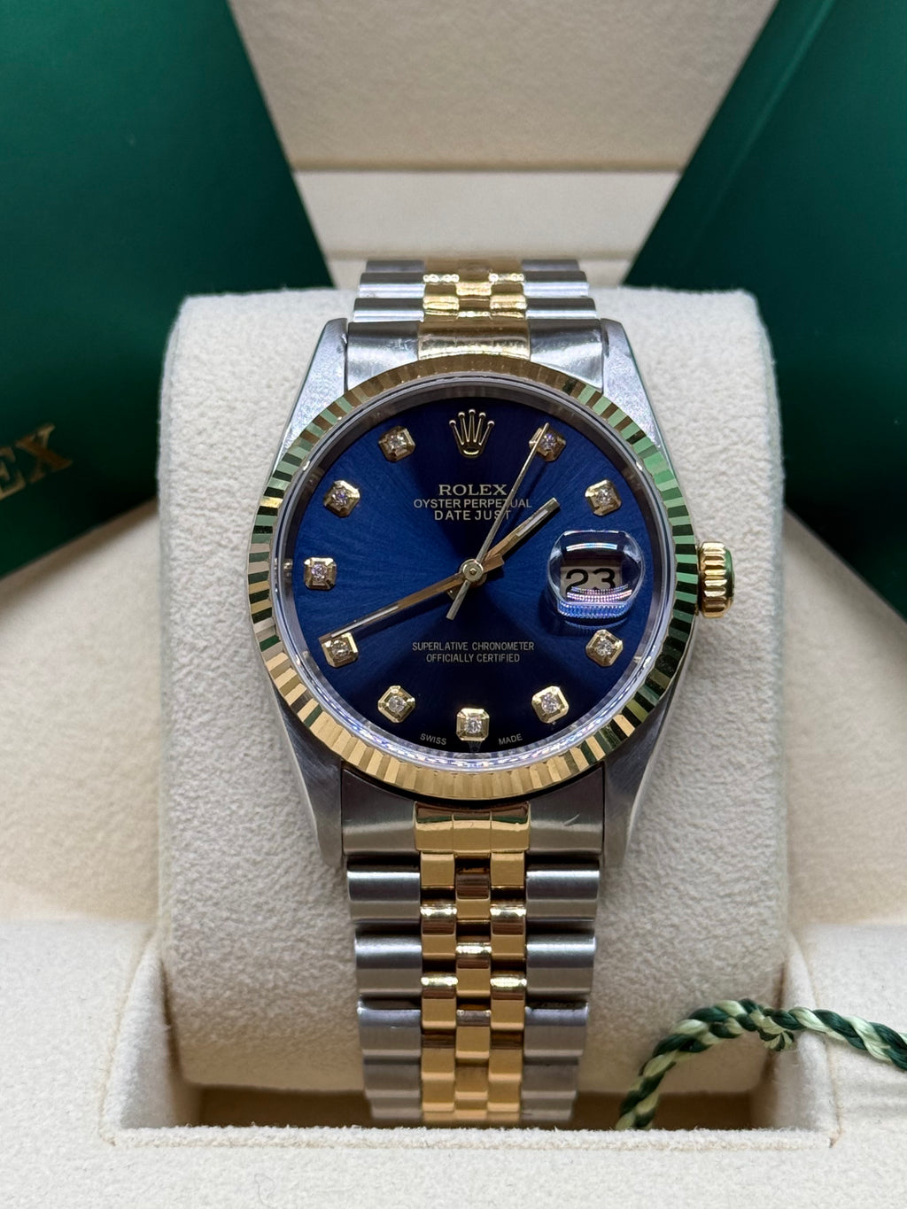 Rolex Datejust 36mm Two-Tone Stainless Steel & 18K Yellow Gold Blue Diamond Dial