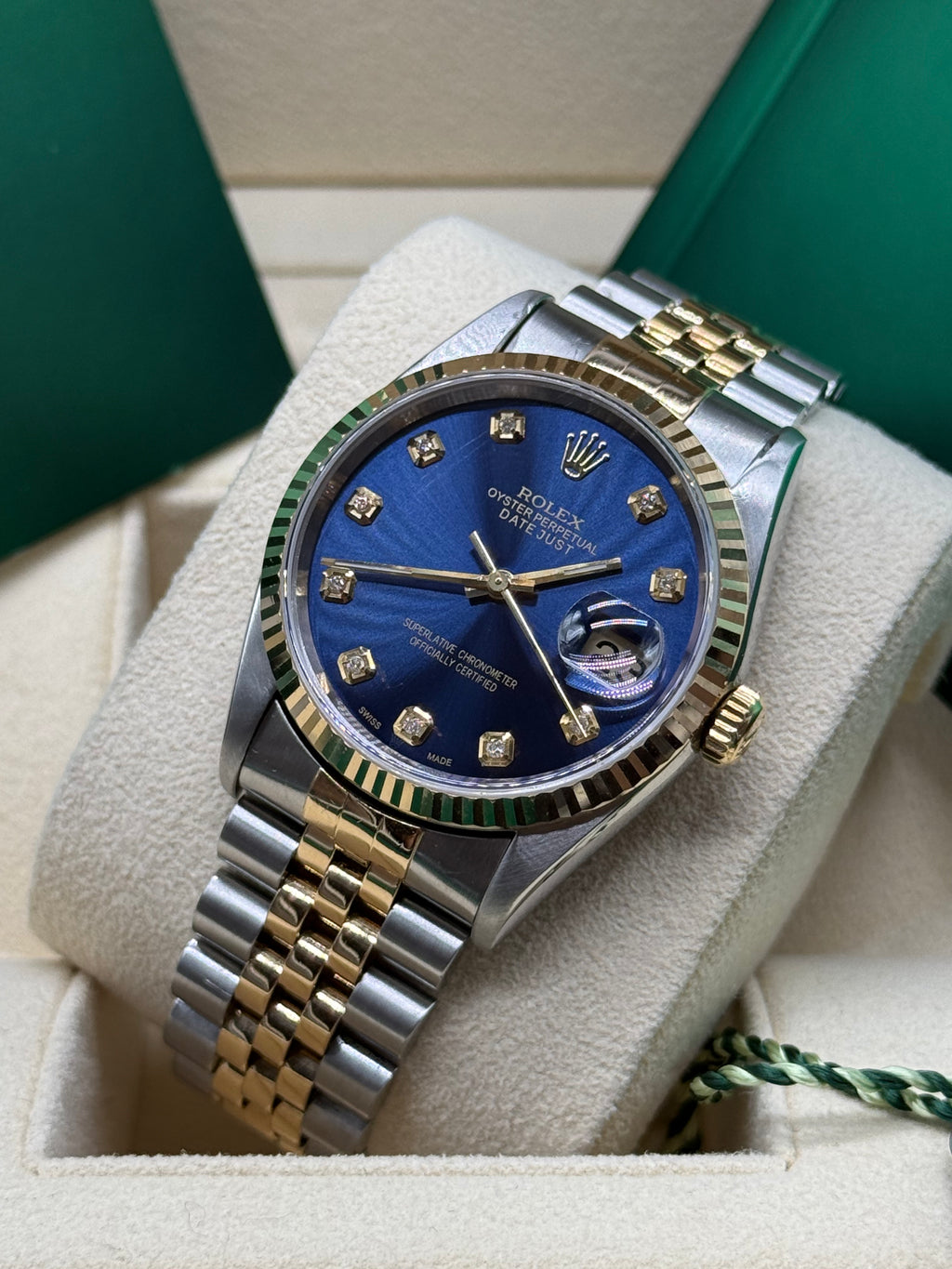 Rolex Datejust 36mm Two-Tone Stainless Steel & 18K Yellow Gold Blue Diamond Dial