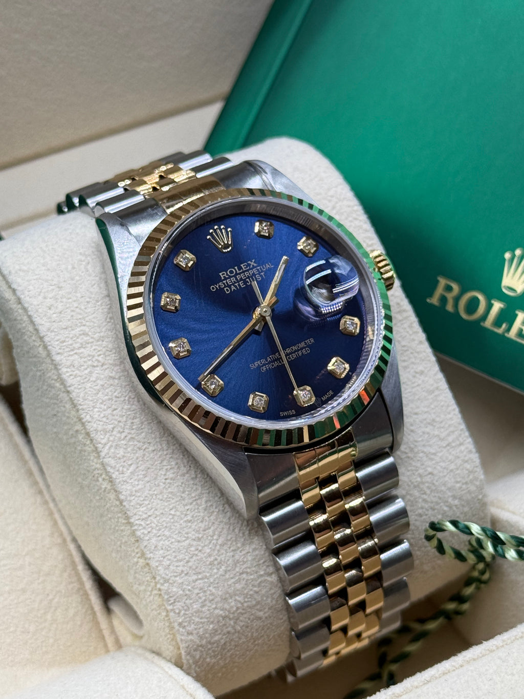 Rolex Datejust 36mm Two-Tone Stainless Steel & 18K Yellow Gold Blue Diamond Dial