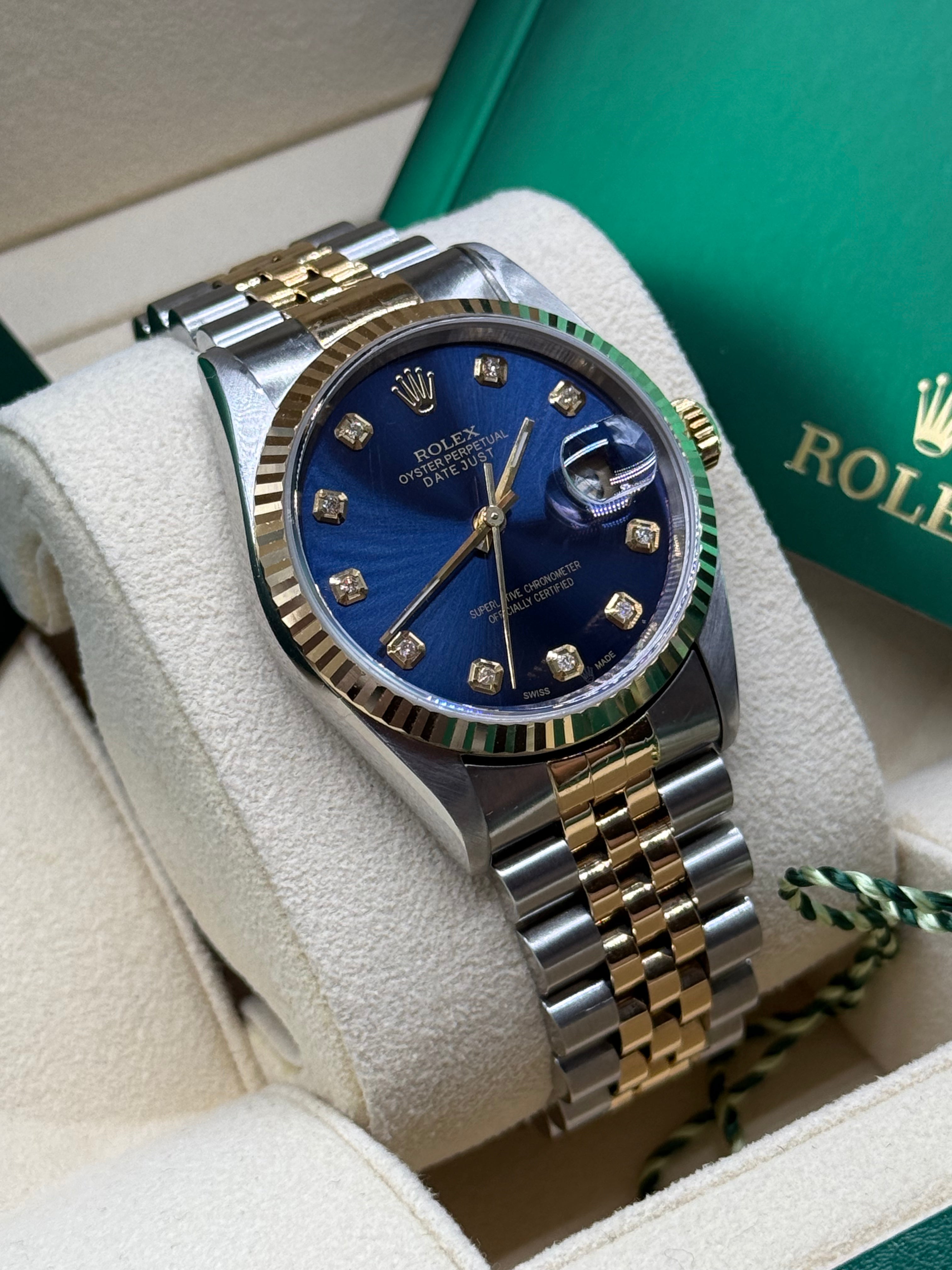 Rolex Datejust 36mm Two-Tone Stainless Steel & 18K Yellow Gold Blue Diamond Dial