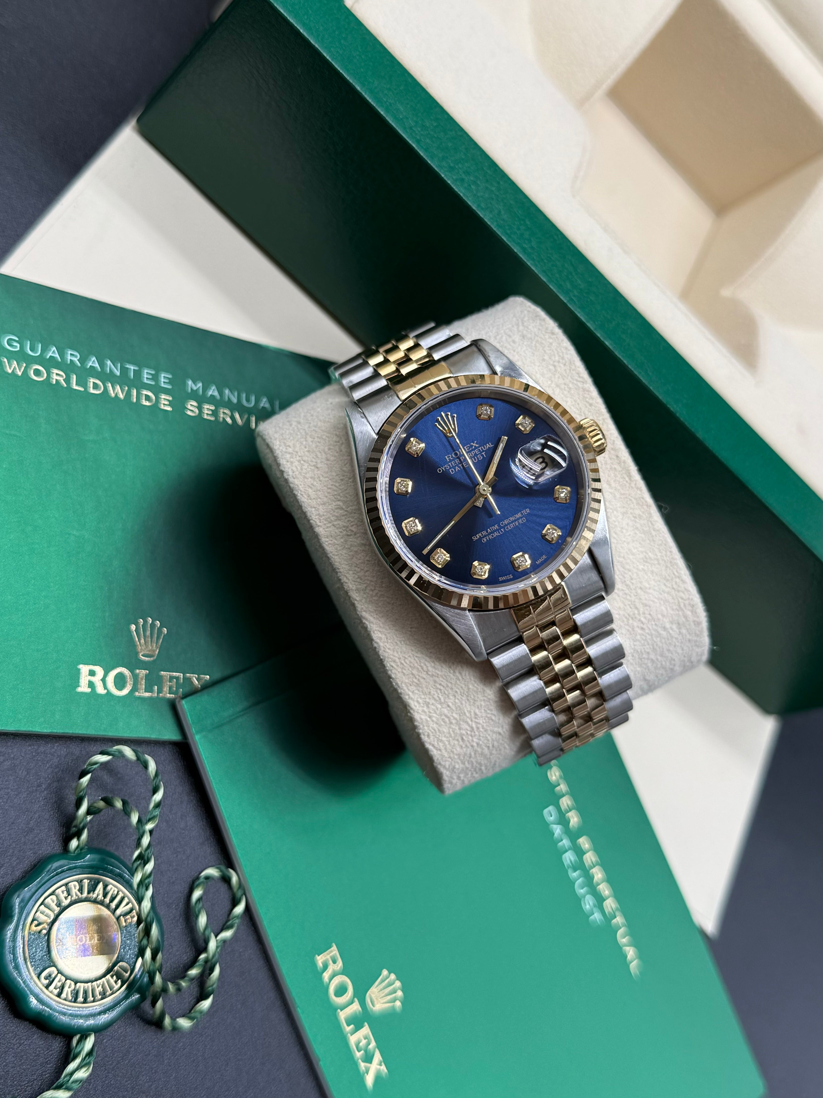 Rolex Datejust 36mm Two-Tone Stainless Steel & 18K Yellow Gold Blue Diamond Dial