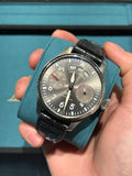 IWC Big Pilot's Watch Annual Calendar Steel Anthracite Dial Black Leather Strap