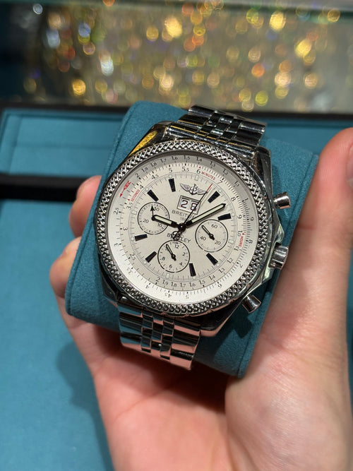 Breitling for Bentley GT Chronograph Steel Silver Dial Steel Bracelet at Adonia Jewellers in Yorkville, Toronto