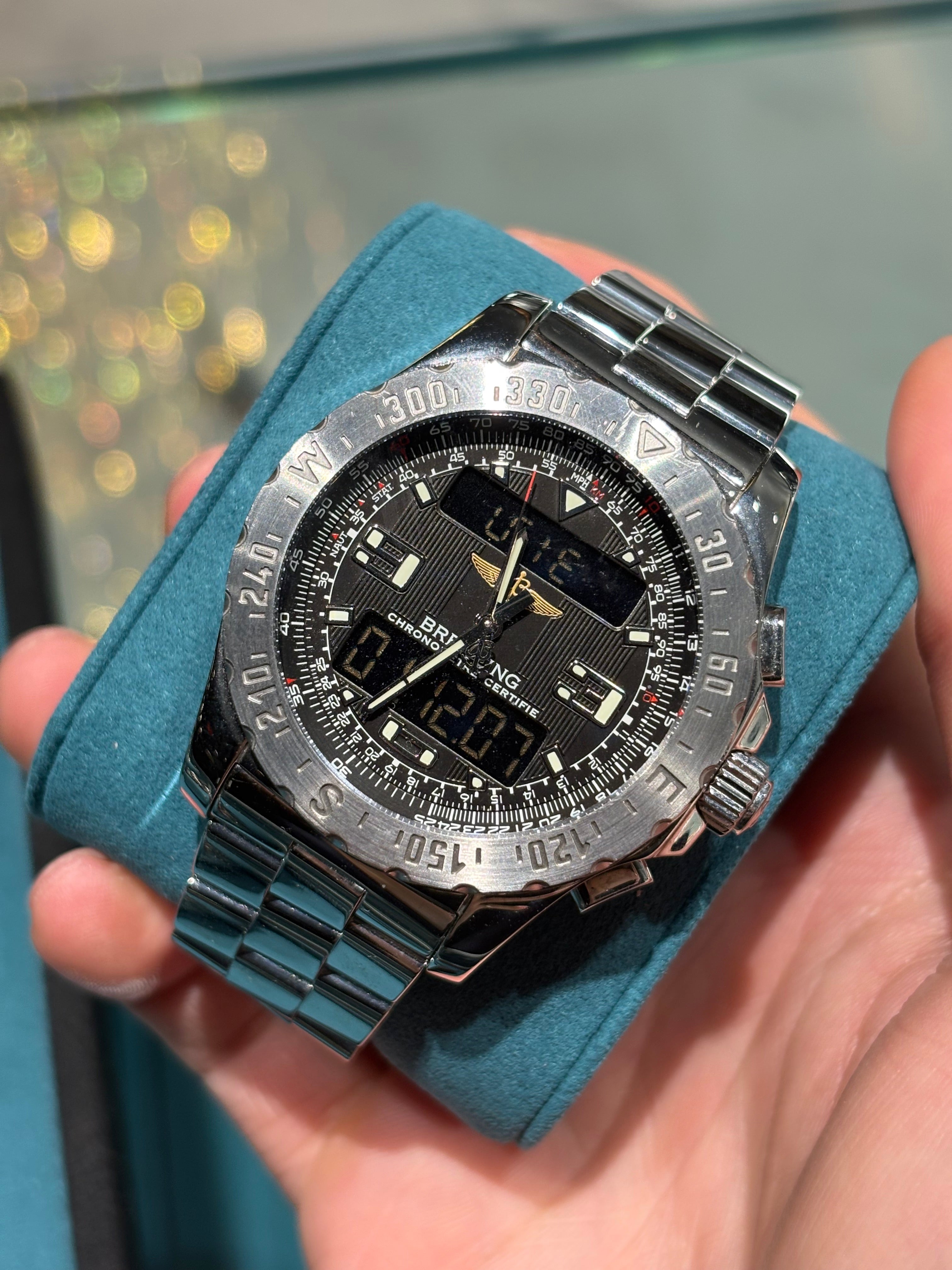 Breitling Aerospace Chronospace Ana-Digi Steel Black Dial Steel Bracelet